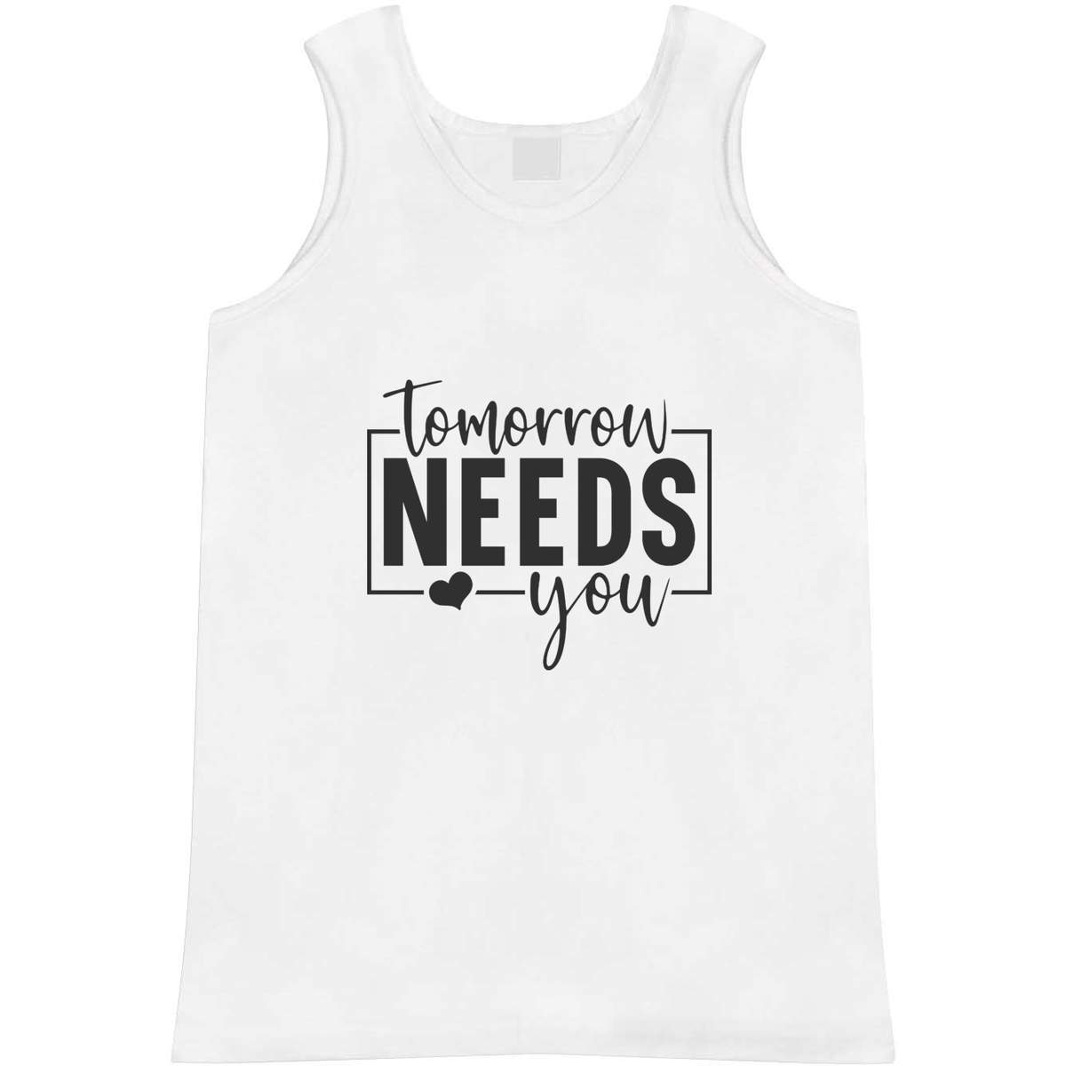 'Tomorrow Needs You' Adult Vest - White, M - Sleeveless Tank Top for Gym, Training, Running, Sports and Summer (AV00143632)