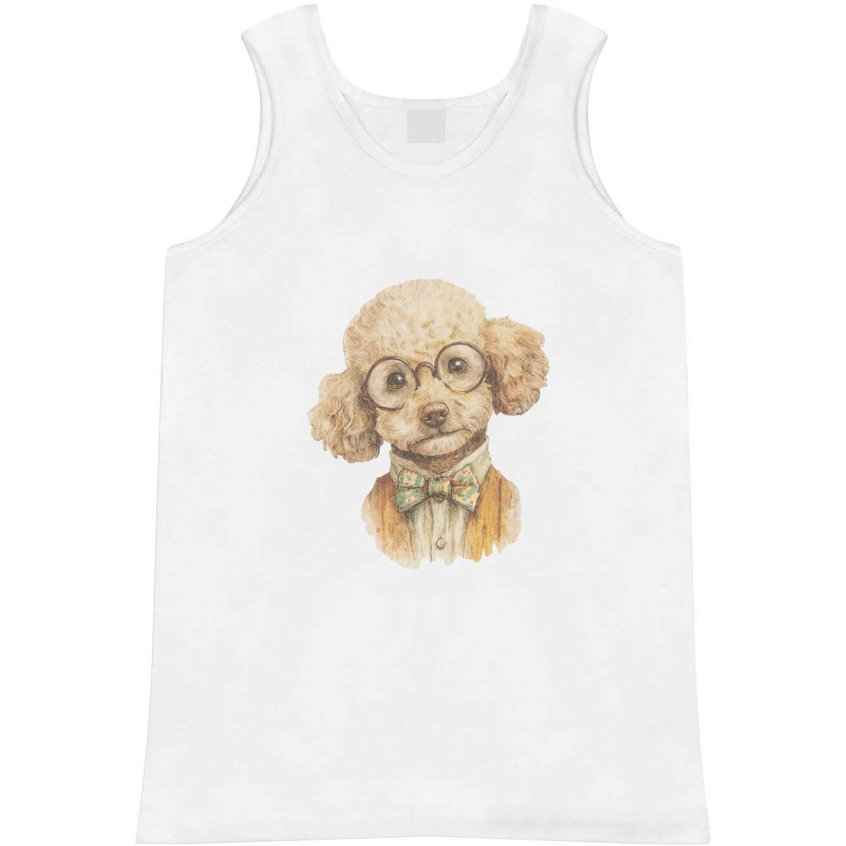 'Toy Poodle In Glasses' Adult Vest - White, M - Sleeveless Tank Top for Gym, Training, Running, Sports and Summer (AV00153572)
