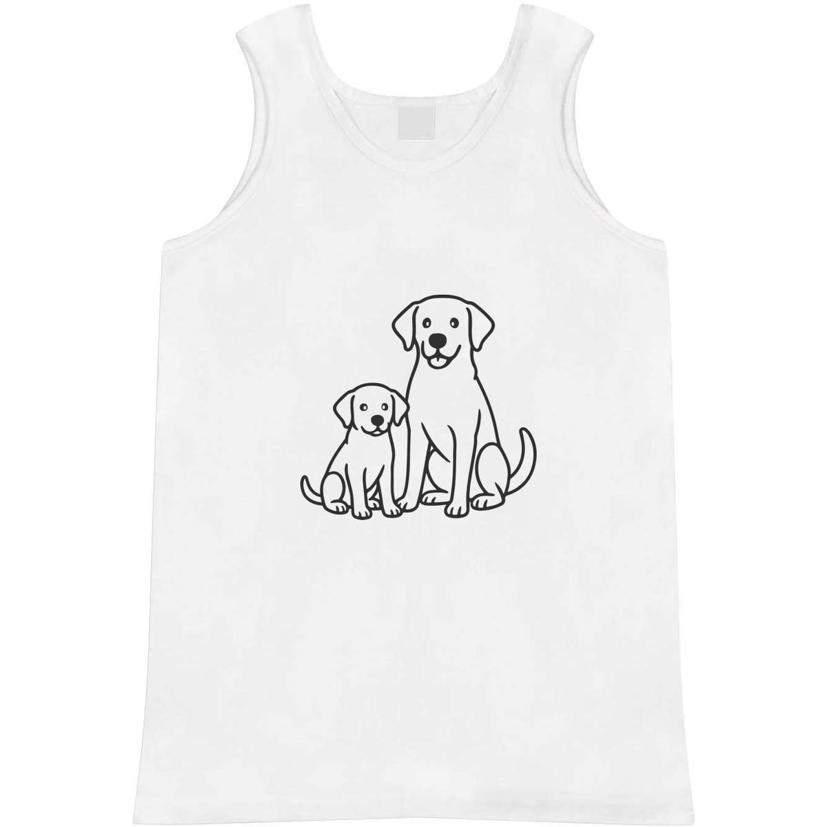 'Labrador Adult and Puppy' Adult Vest - White, M - Sleeveless Tank Top for Gym, Training, Running, Sports and Summer (AV00153908)
