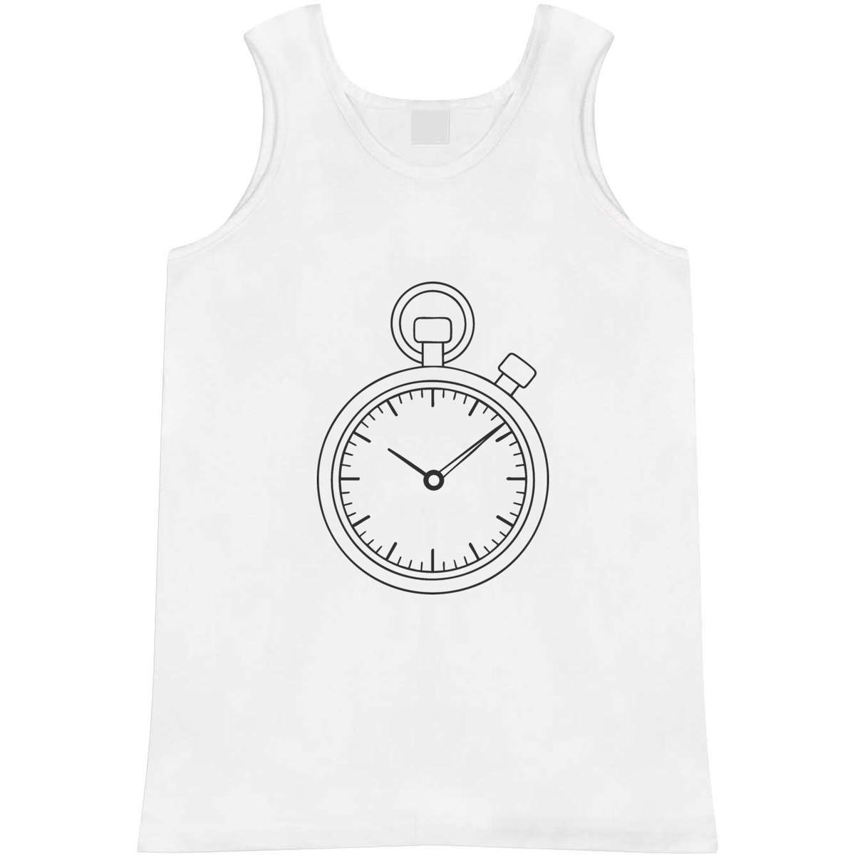 'Stop Watch' Adult Vest - White, M - Sleeveless Tank Top for Gym, Training, Running, Sports and Summer (AV00154192)