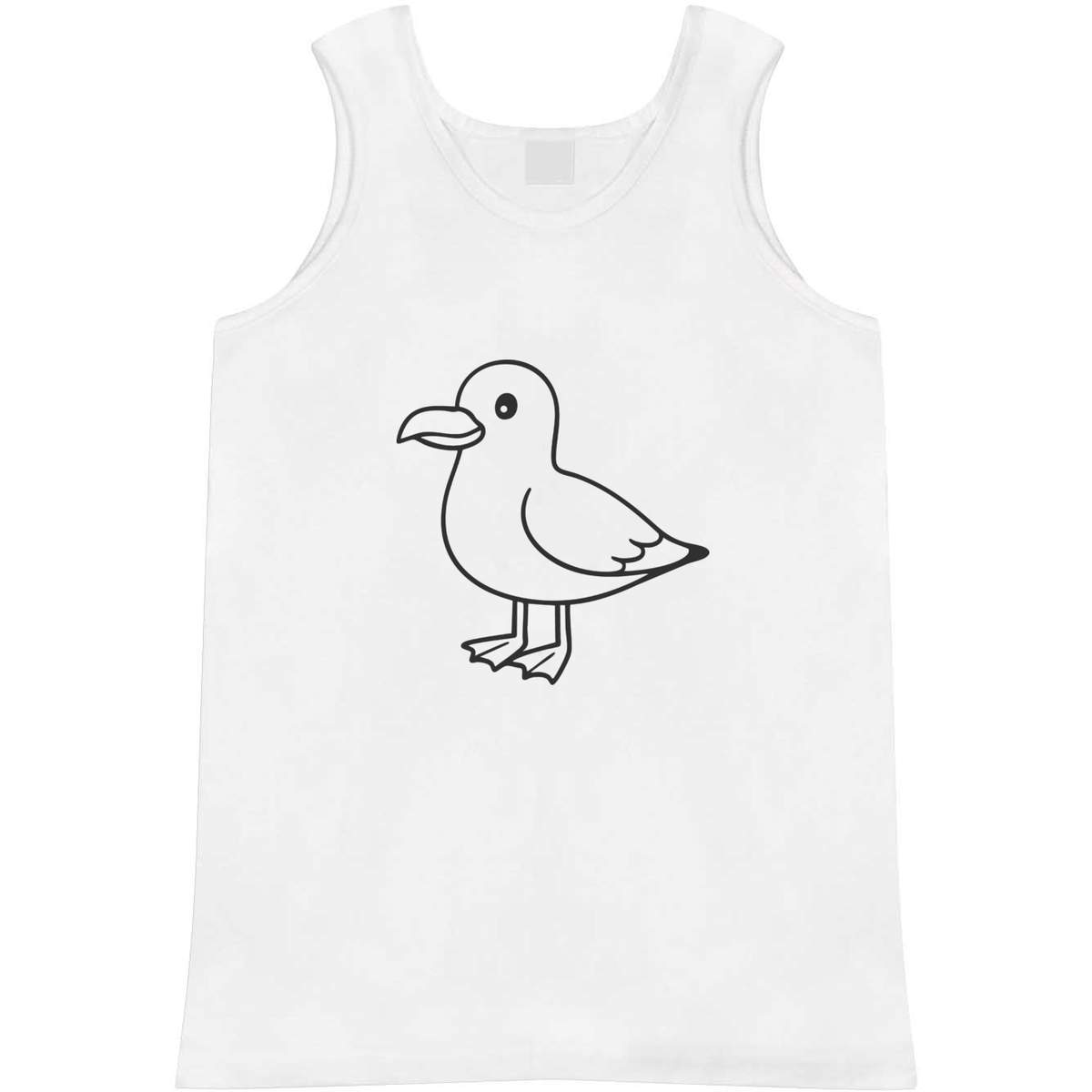 'Seagull' Adult Vest - White, M - Sleeveless Tank Top for Gym, Training, Running, Sports and Summer (AV00154532)