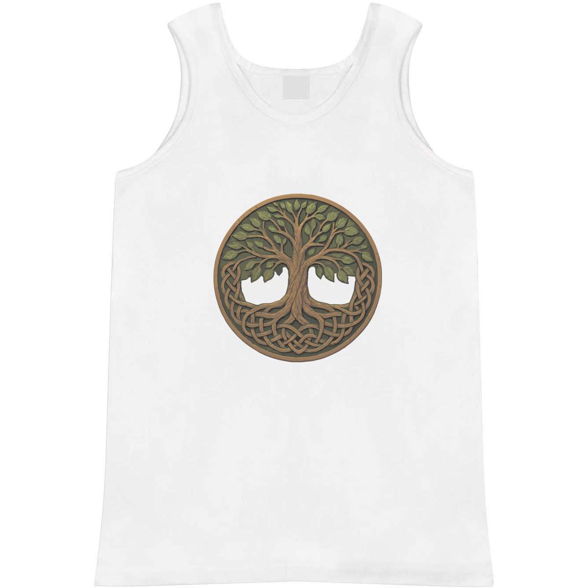 'Celtic Tree of Life' Adult Vest - White, M - Sleeveless Tank Top for Gym, Training, Running, Sports and Summer (AV00157172)