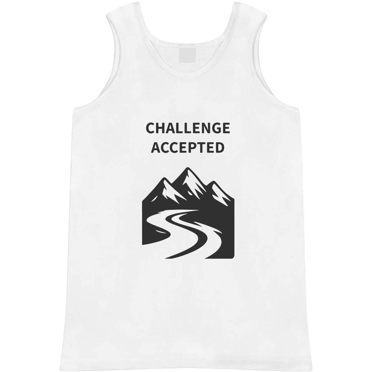 'Skiing Challenge Accepted' Adult Vest - White, M - Sleeveless Tank Top for Gym, Training, Running, Sports and Summer (AV00157396)