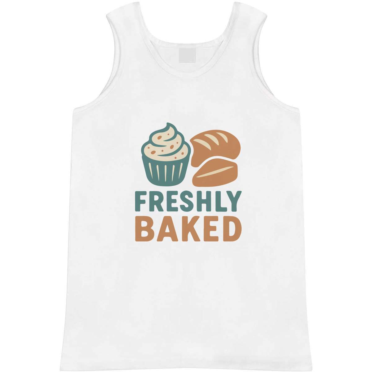 'Freshly Baked Goods' Adult Vest - White, M - Sleeveless Tank Top for Gym, Training, Running, Sports and Summer (AV00157960)