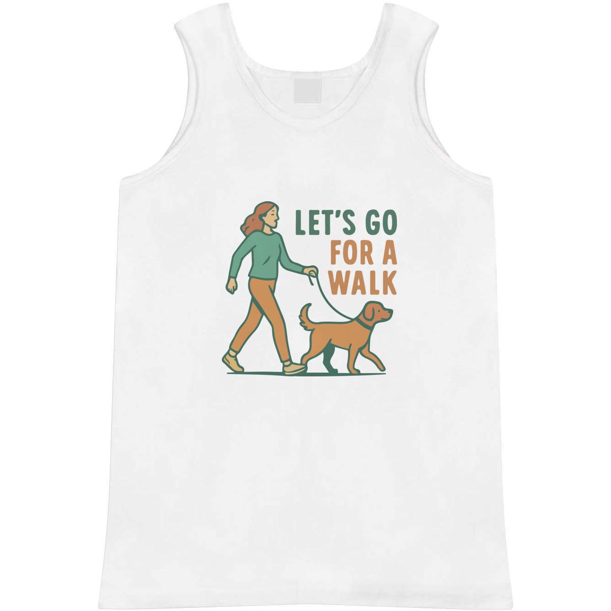 'Lets Go For A Walk Dog' Adult Vest - White, M - Sleeveless Tank Top for Gym, Training, Running, Sports and Summer (AV00158232)