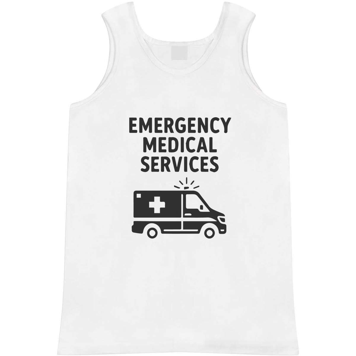 'Emergency Medical Service' Adult Vest - White, M - Sleeveless Tank Top for Gym, Training, Running, Sports and Summer (AV00161688)