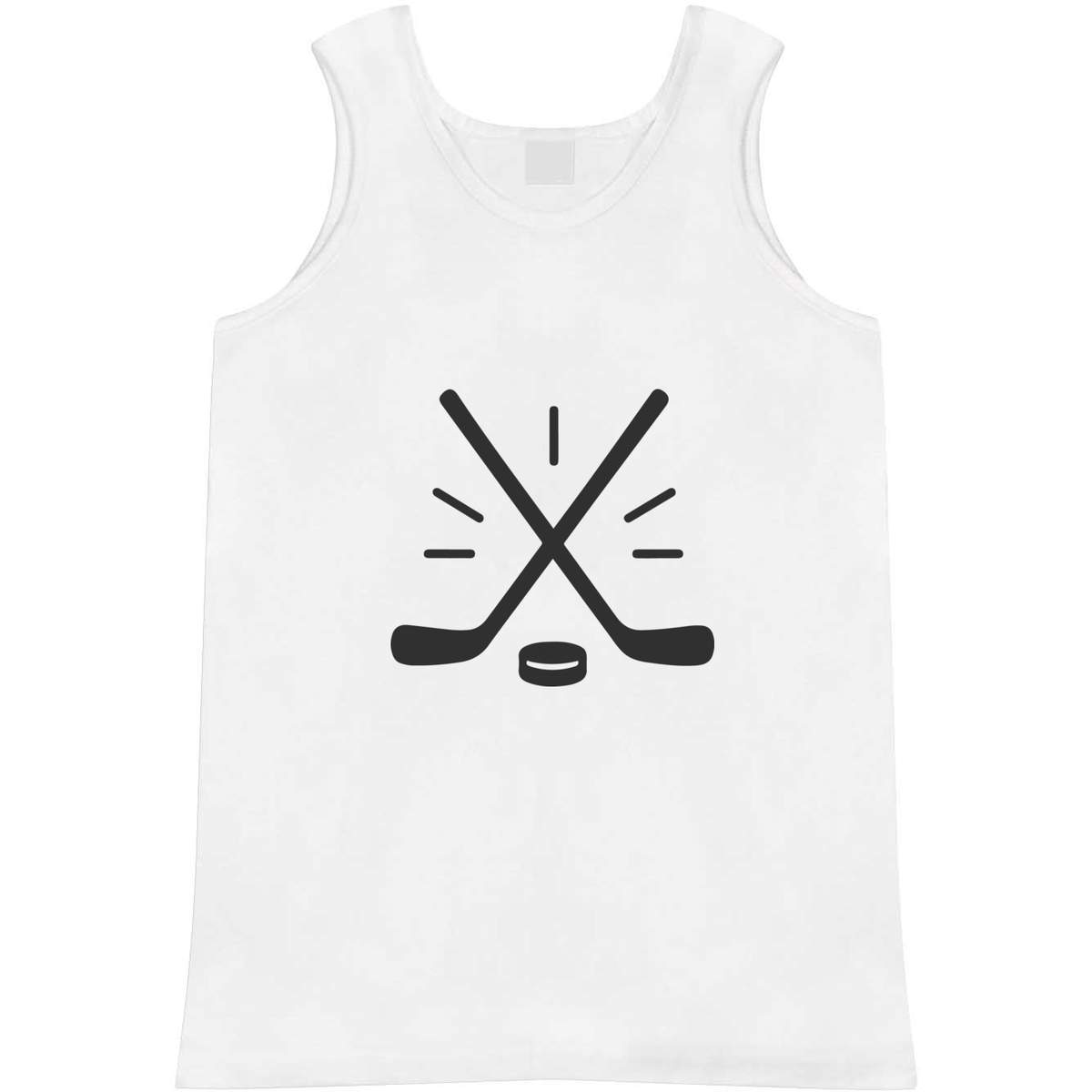 'Hockey Sticks and Puck' Adult Vest - White, M - Sleeveless Tank Top for Gym, Training, Running, Sports and Summer (AV00161776)