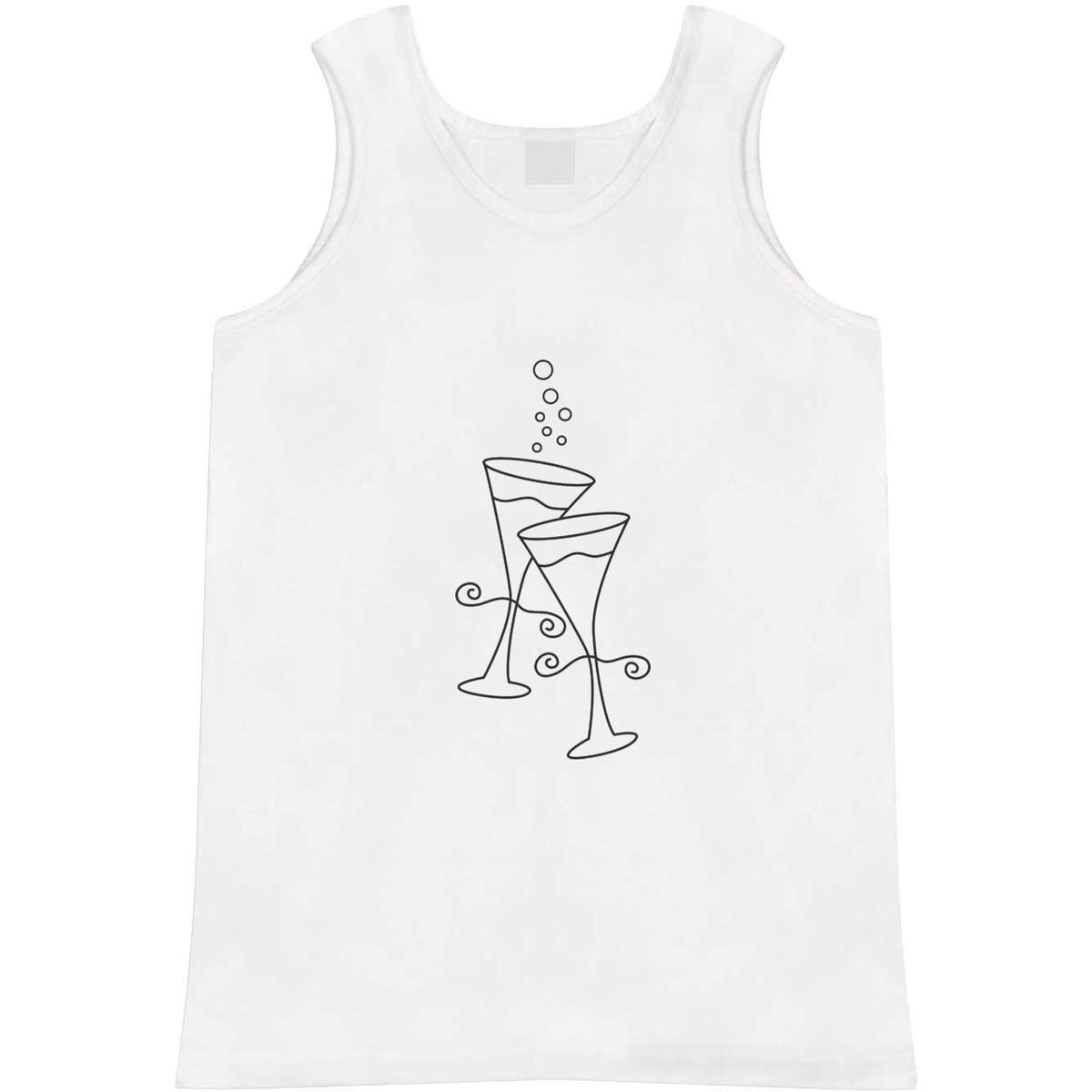 'Champagne Glasses' Adult Vest - White, M - Sleeveless Tank Top for Gym, Training, Running, Sports and Summer (AV00165960)