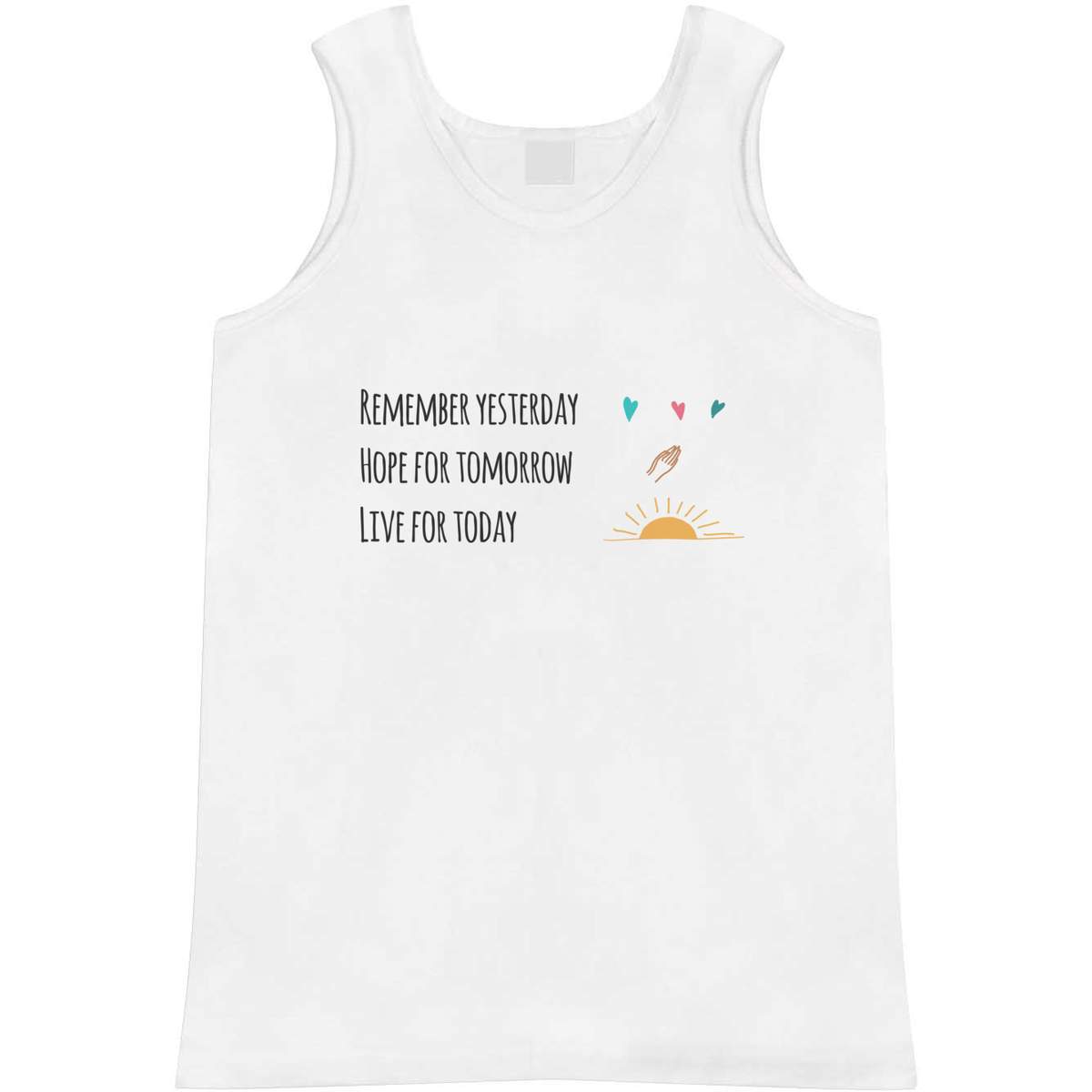 'Live For Today' Adult Vest - White, M - Sleeveless Tank Top for Gym, Training, Running, Sports and Summer (AV00167516)