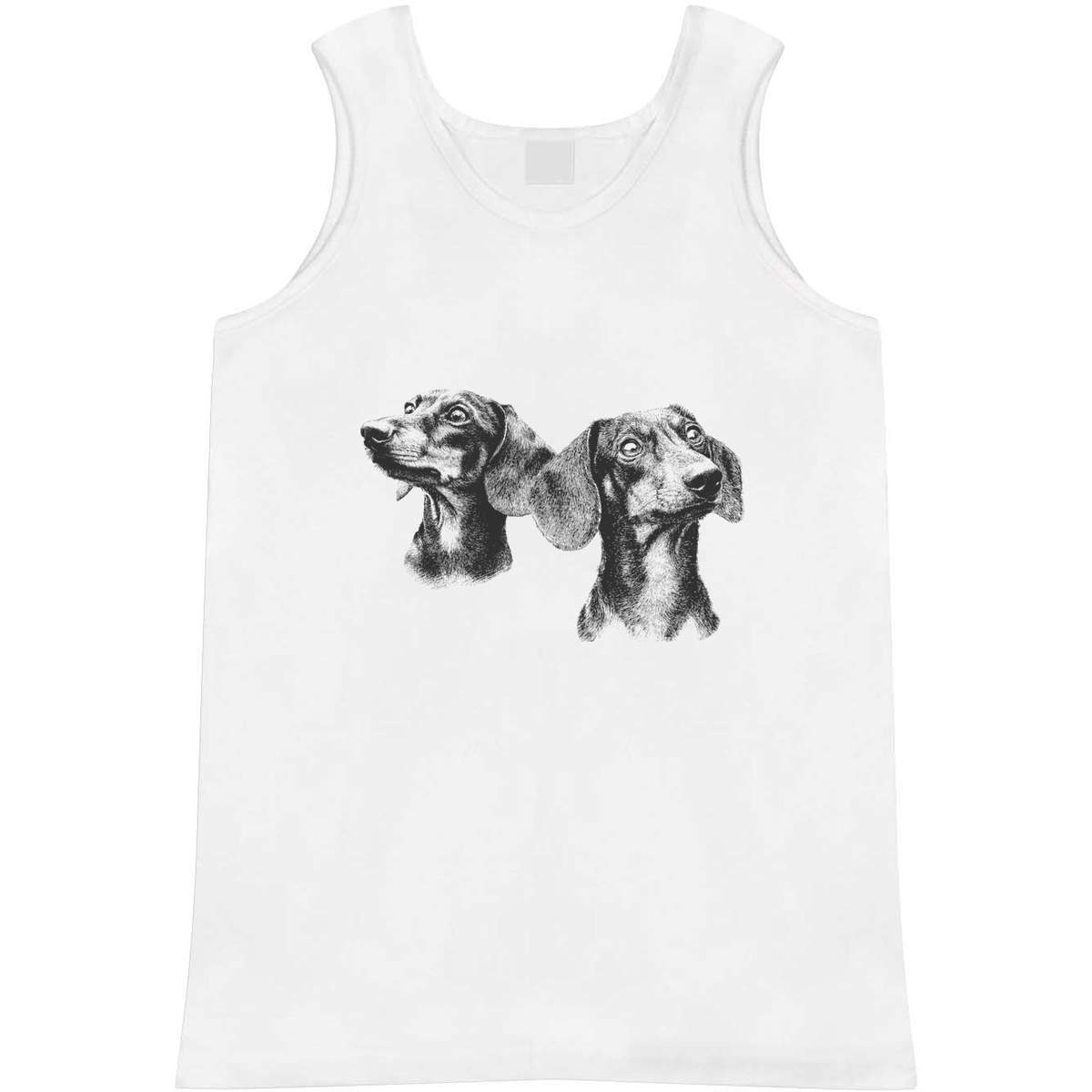 'Two Dachshund Dogs' Adult Vest - White, M - Sleeveless Tank Top for Gym, Training, Running, Sports and Summer (AV00167948)