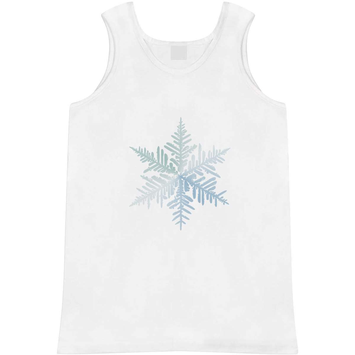 'Ice Blue Snowflake' Adult Vest - White, M - Sleeveless Tank Top for Gym, Training, Running, Sports and Summer (AV00168312)