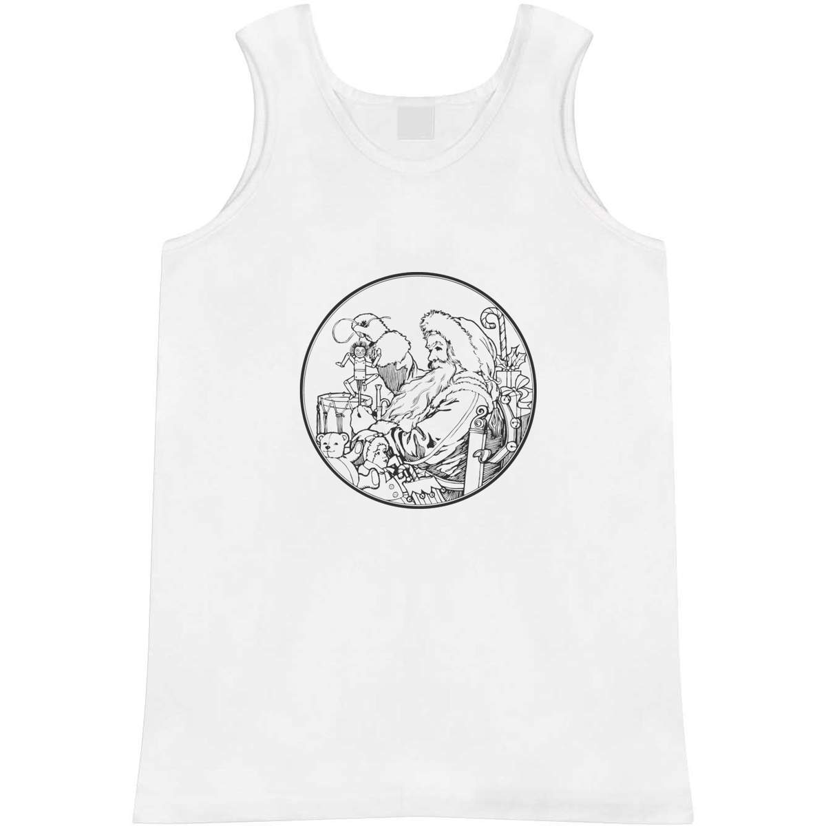 'Santa Claus With Toys' Adult Vest - White, M - Sleeveless Tank Top for Gym, Training, Running, Sports and Summer (AV00168520)