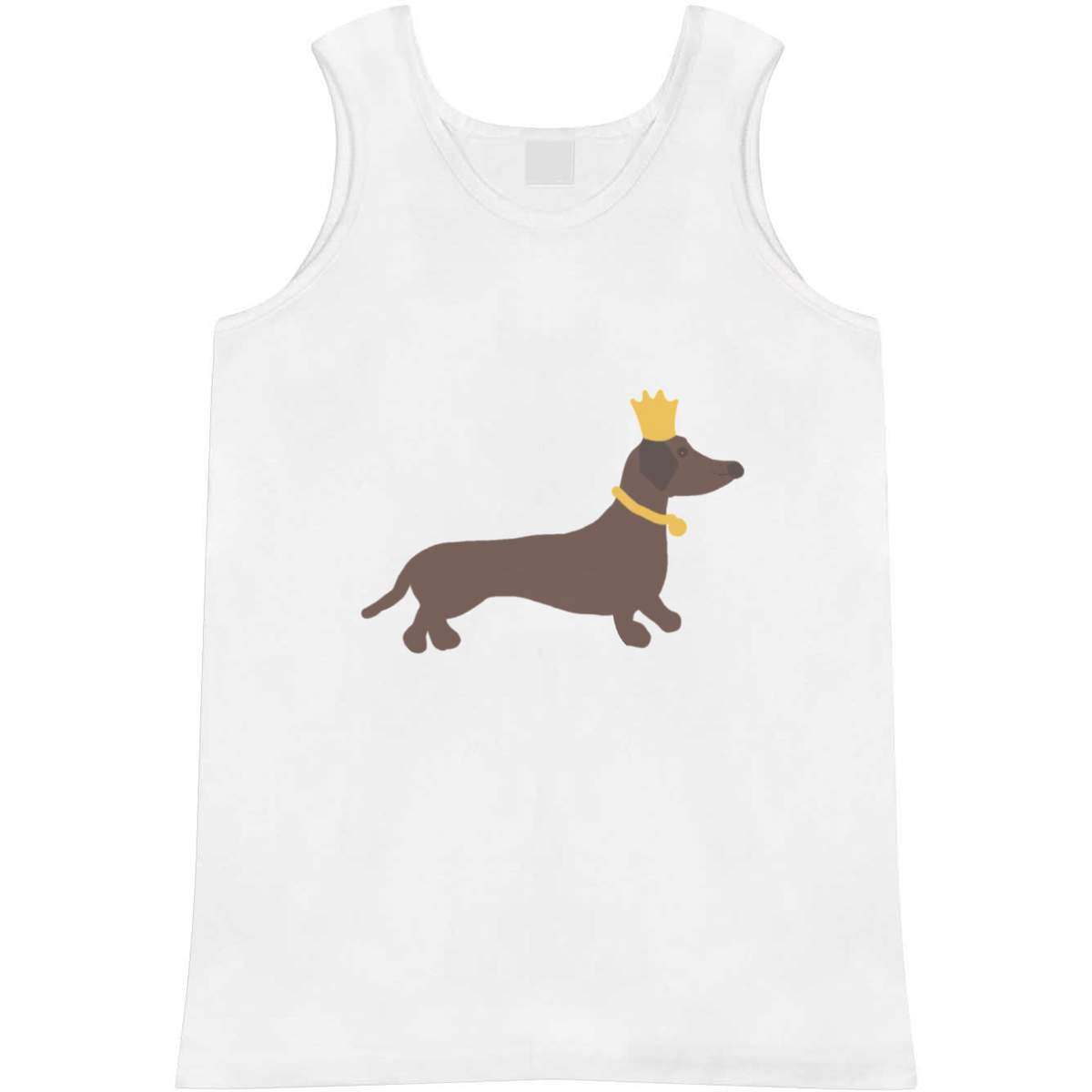 'His Majesty The Dachshund' Adult Vest - White, M - Sleeveless Tank Top for Gym, Training, Running, Sports and Summer (AV00169460)