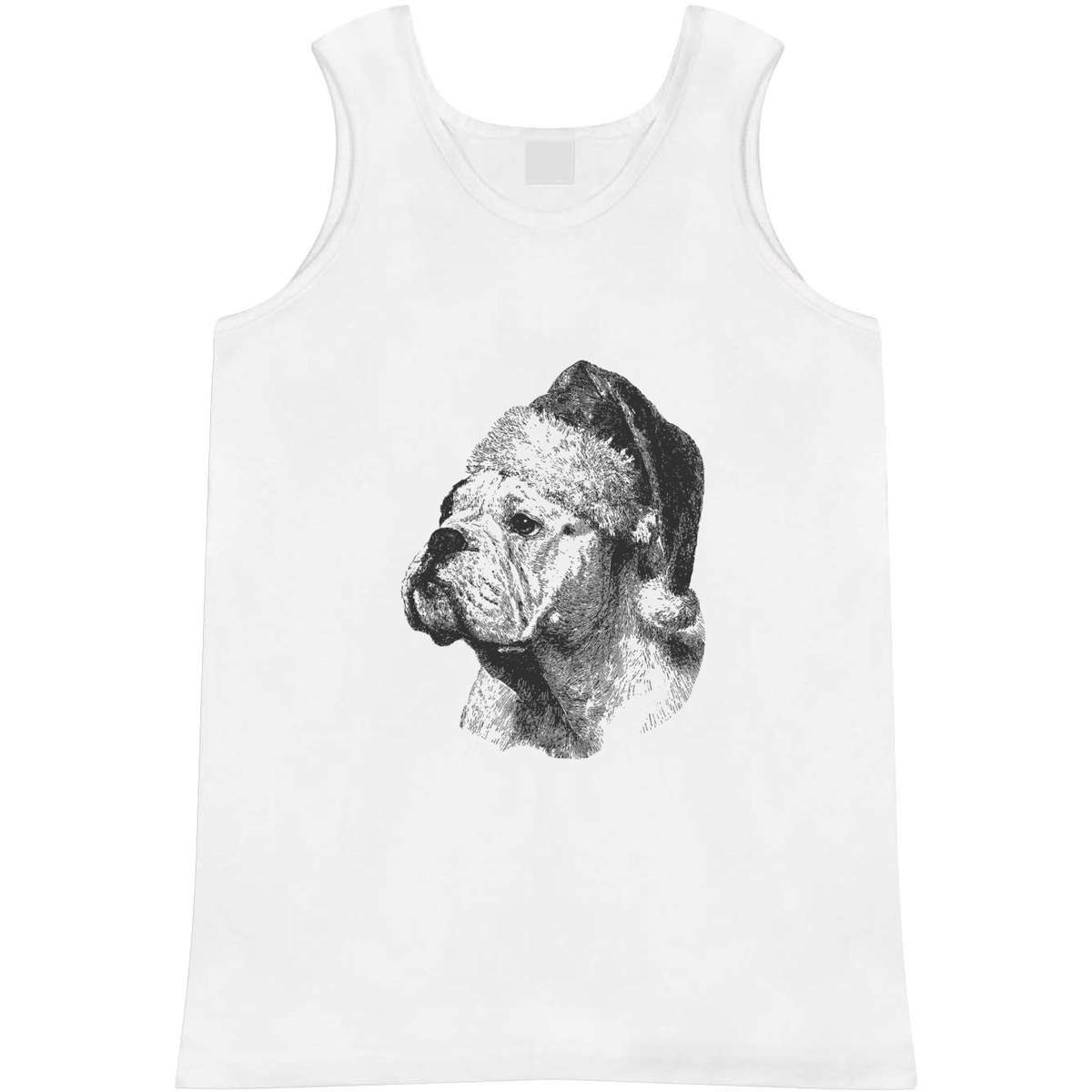 Medium 'English Bulldog Wearing Santa Hat Portrait' Adult Vest / Tank Top (AV00170348)