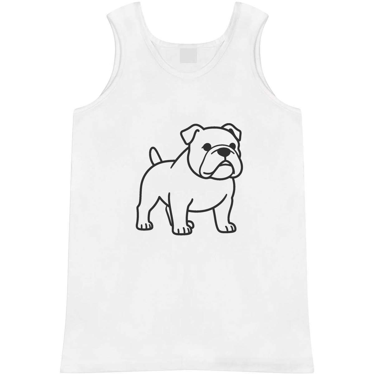 'Bulldog Line Art' Adult Vest - White, M - Sleeveless Tank Top for Gym, Training, Running, Sports and Summer (AV00173544)