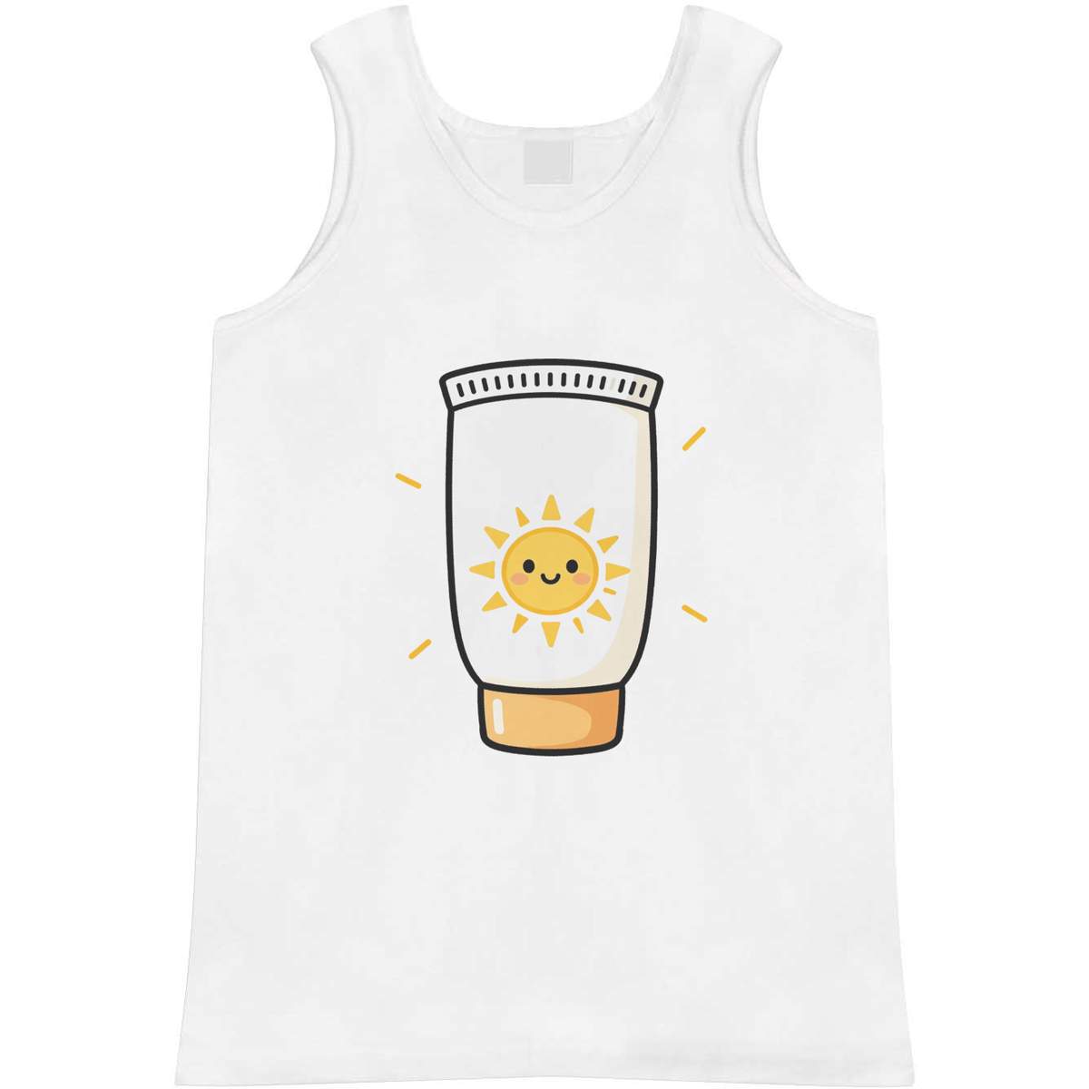 'Suncream Bottle' Adult Vest - White, M - Sleeveless Tank Top for Gym, Training, Running, Sports and Summer (AV00176340)