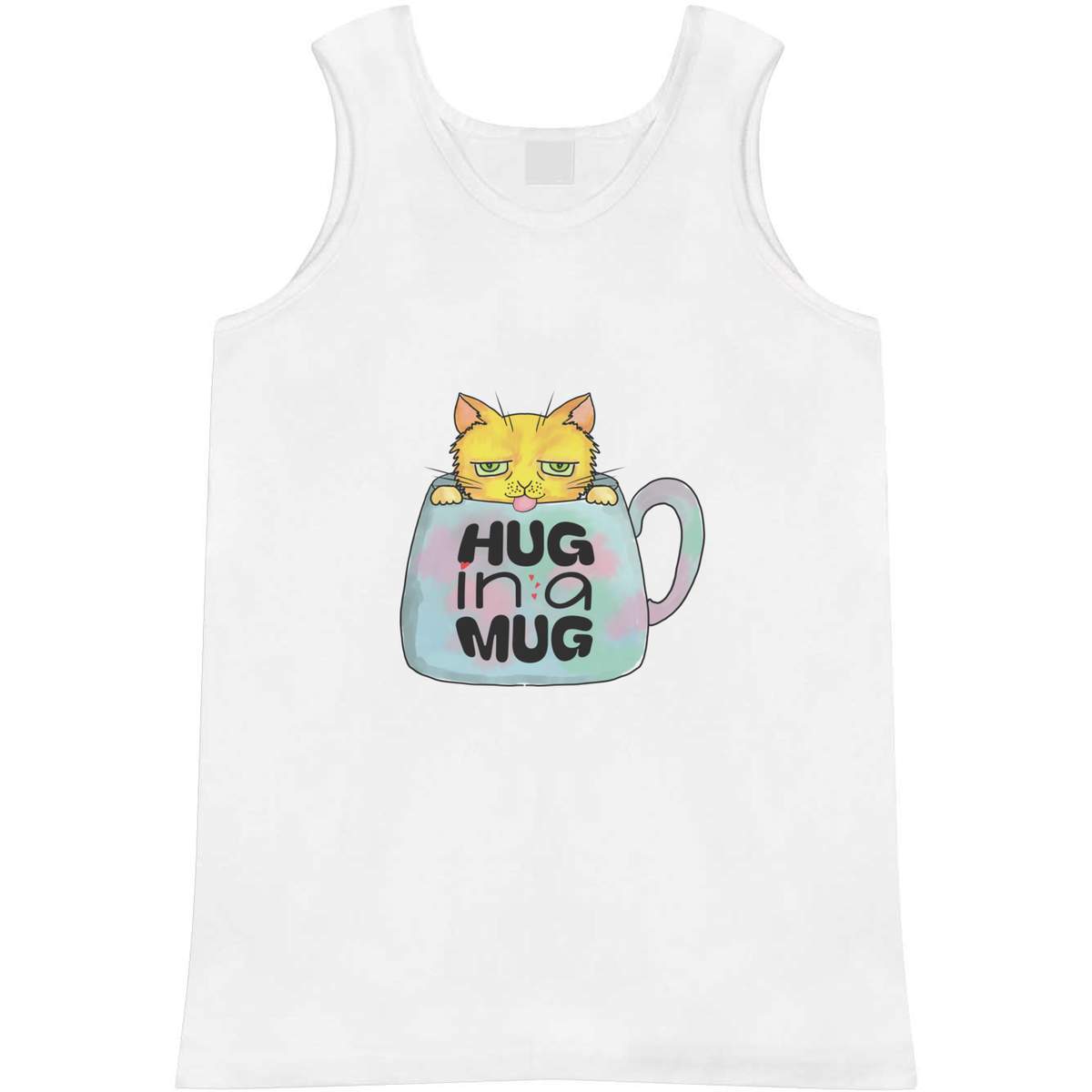 'Hug In A Mug' Adult Vest - White, M - Sleeveless Tank Top for Gym, Training, Running, Sports and Summer (AV00176376)
