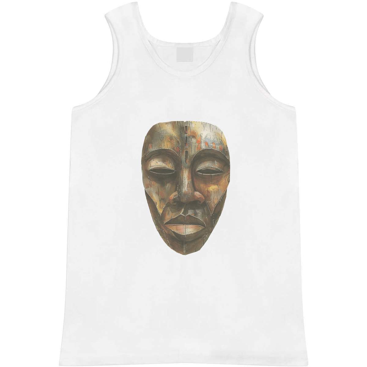 'African Tribal Mask' Adult Vest - White, M - Sleeveless Tank Top for Gym, Training, Running, Sports and Summer (AV00177068)