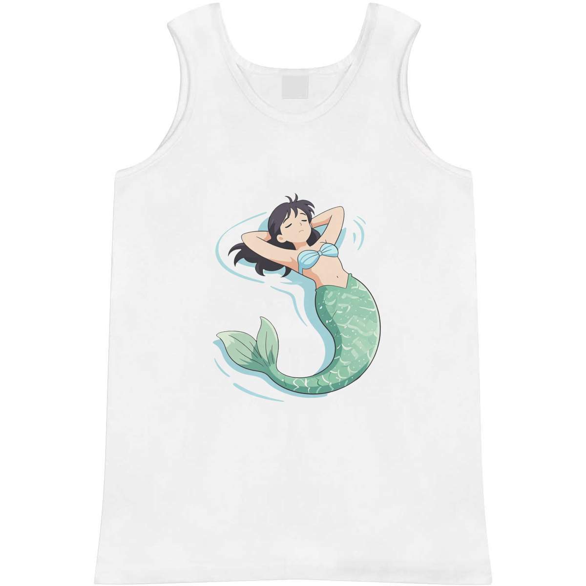 'Mermaid Sunbathing' Adult Vest - White, M - Sleeveless Tank Top for Gym, Training, Running, Sports and Summer (AV00177416)