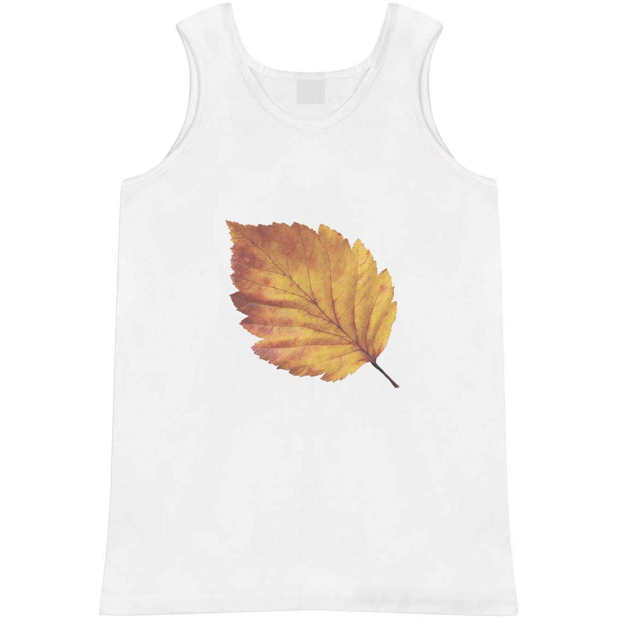 'Realistic Autumn Leaf' Adult Vest - White, M - Sleeveless Tank Top for Gym, Training, Running, Sports and Summer (AV00180720)