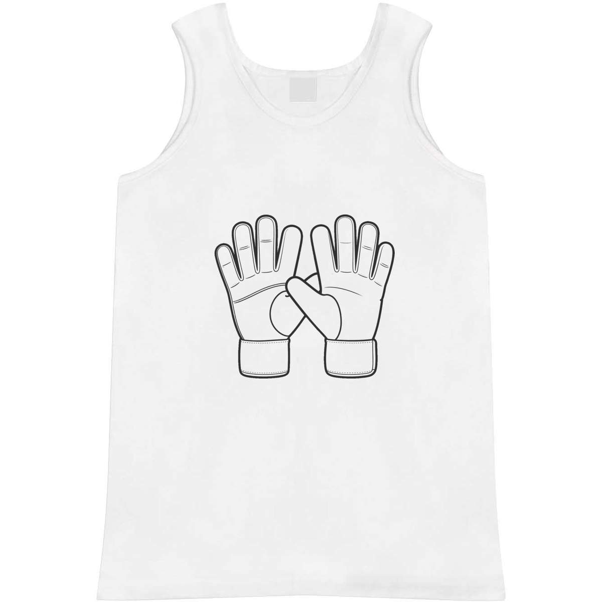 'Goalkeeper Gloves' Adult Vest - White, M - Sleeveless Tank Top for Gym, Training, Running, Sports and Summer (AV00181396)