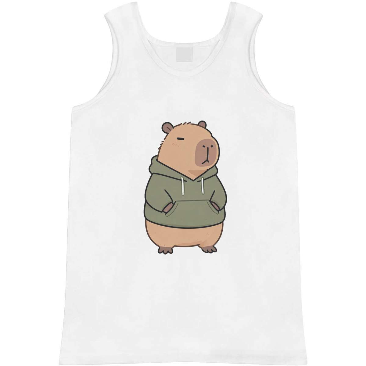 'Capybara wearing Hoodie' Adult Vest - White, M - Sleeveless Tank Top for Gym, Training, Running, Sports and Summer (AV00182488)