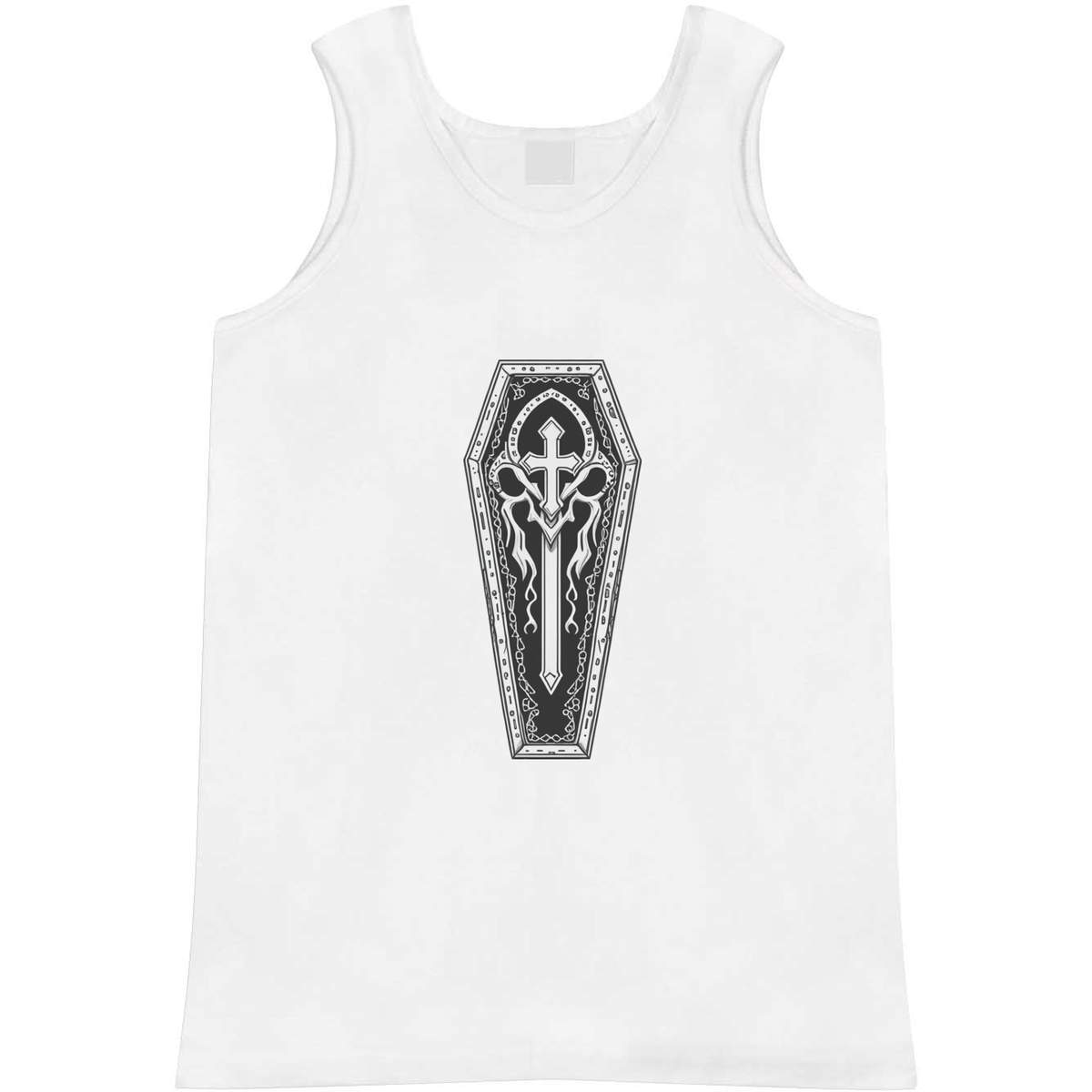 'Decorative Coffin' Adult Vest - White, M - Sleeveless Tank Top for Gym, Training, Running, Sports and Summer (AV00183248)