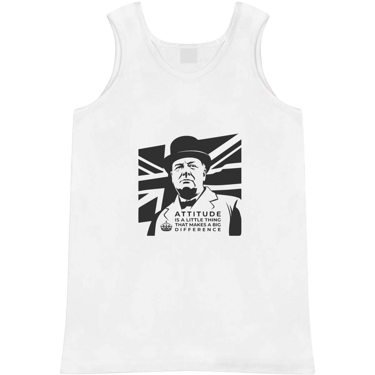 'Attitude Churchill Quote' Adult Vest - White, M - Sleeveless Tank Top for Gym, Training, Running, Sports and Summer (AV00183292)