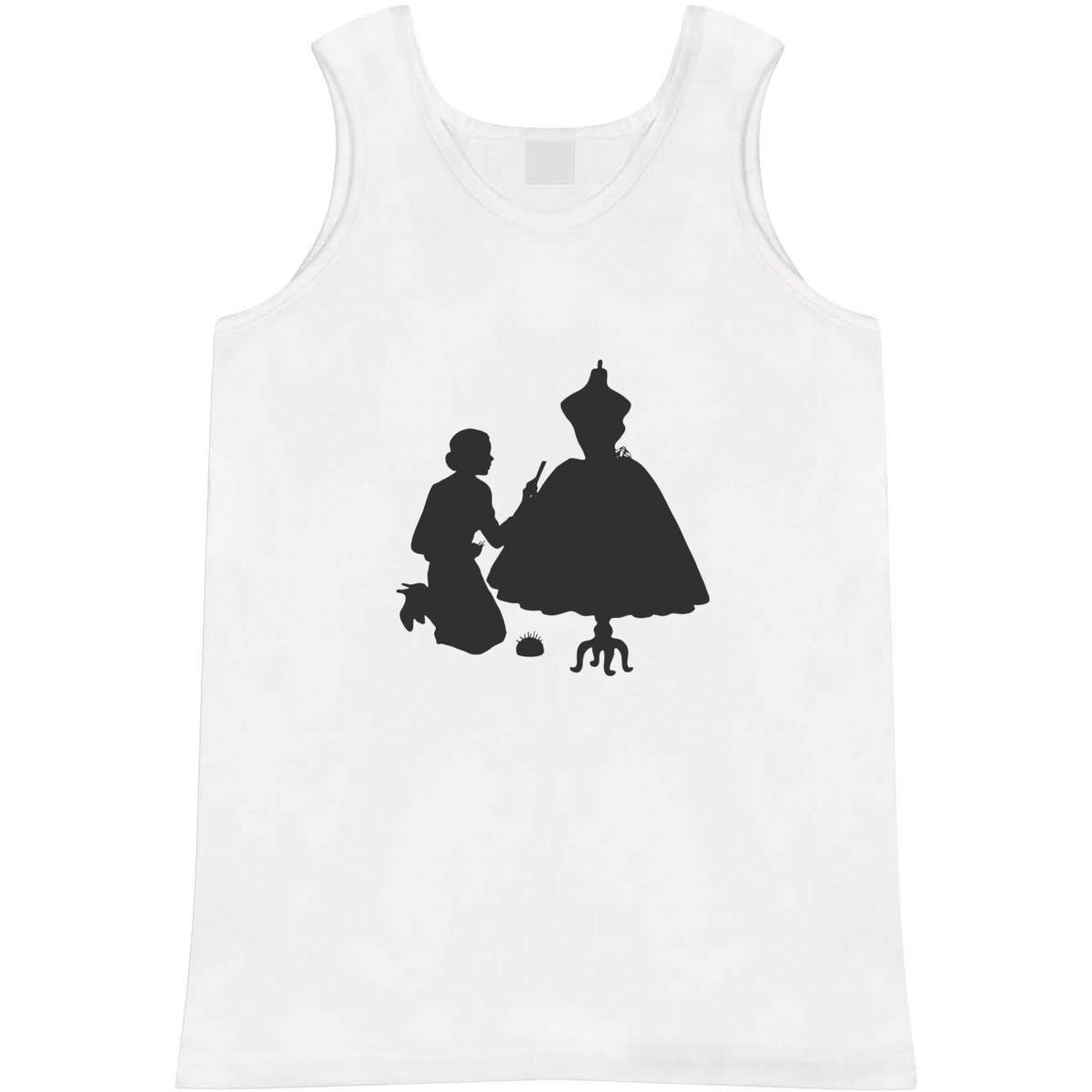'Dressmaker Seamstress' Adult Vest - White, M - Sleeveless Tank Top for Gym, Training, Running, Sports and Summer (AV00183548)