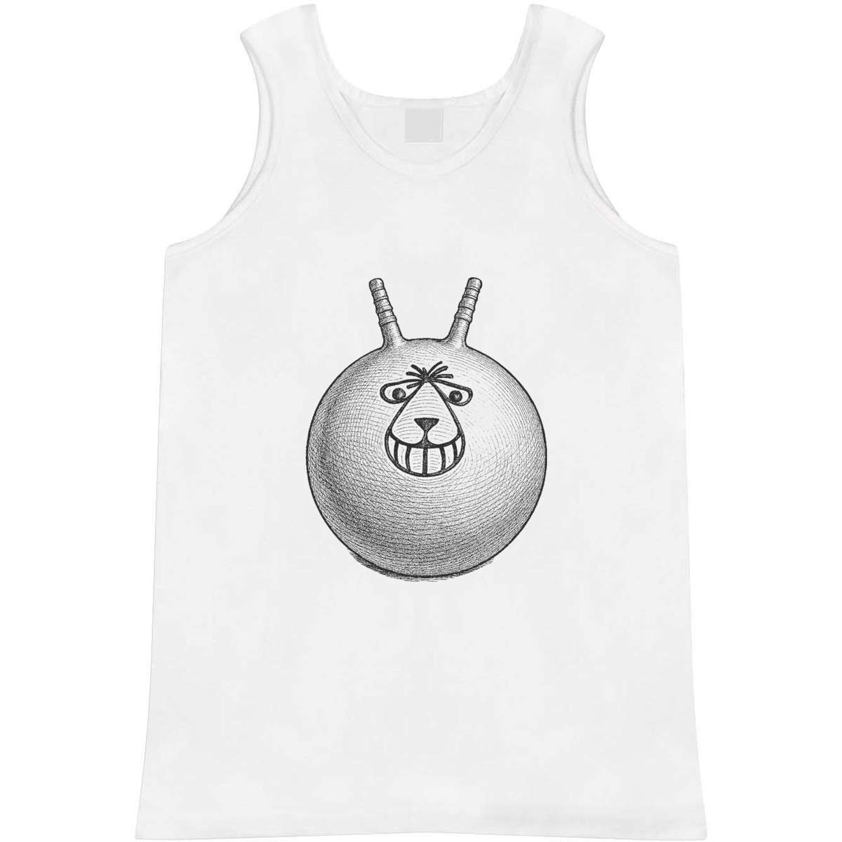 'Funky Space Hopper' Adult Vest - White, M - Sleeveless Tank Top for Gym, Training, Running, Sports and Summer (AV00185084)