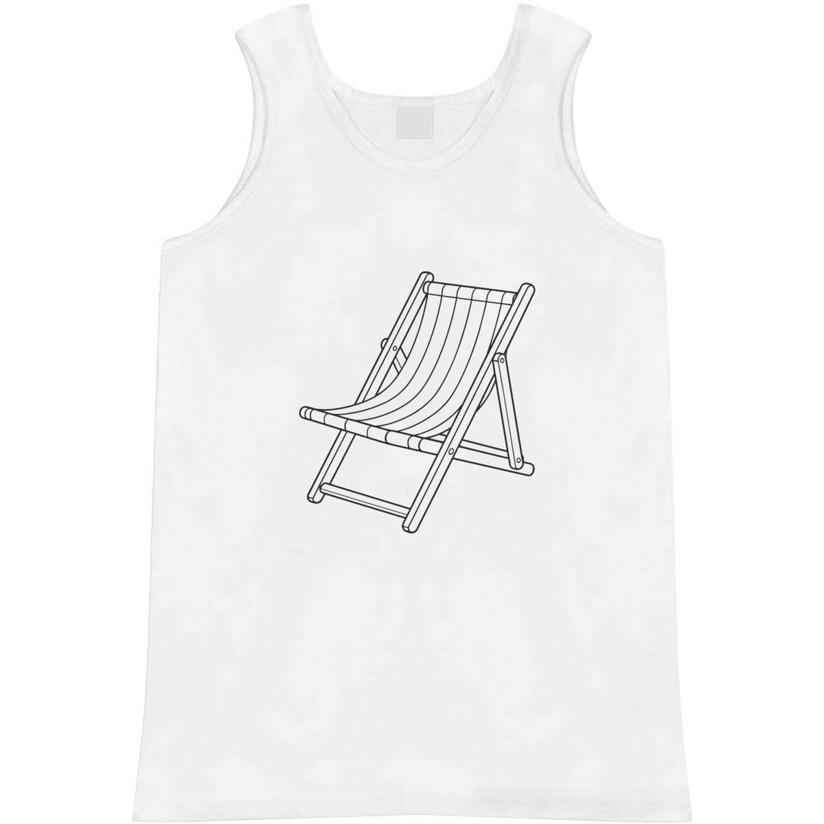 'Deck Chair Outline' Adult Vest - White, M - Sleeveless Tank Top for Gym, Training, Running, Sports and Summer (AV00185544)