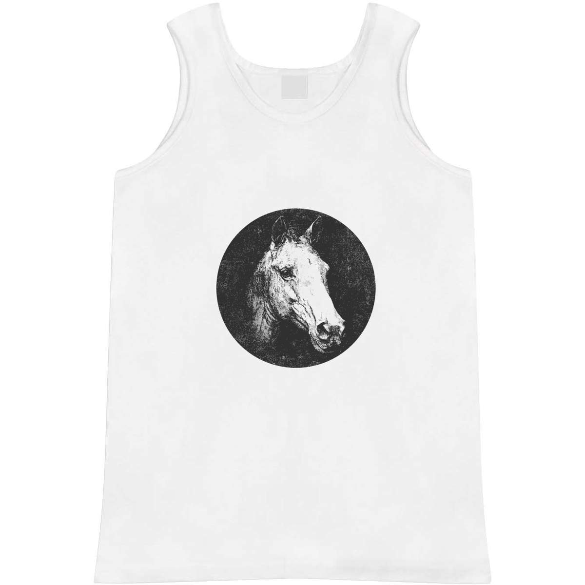 'Horse Portrait' Adult Vest - White, M - Sleeveless Tank Top for Gym, Training, Running, Sports and Summer (AV00187564)