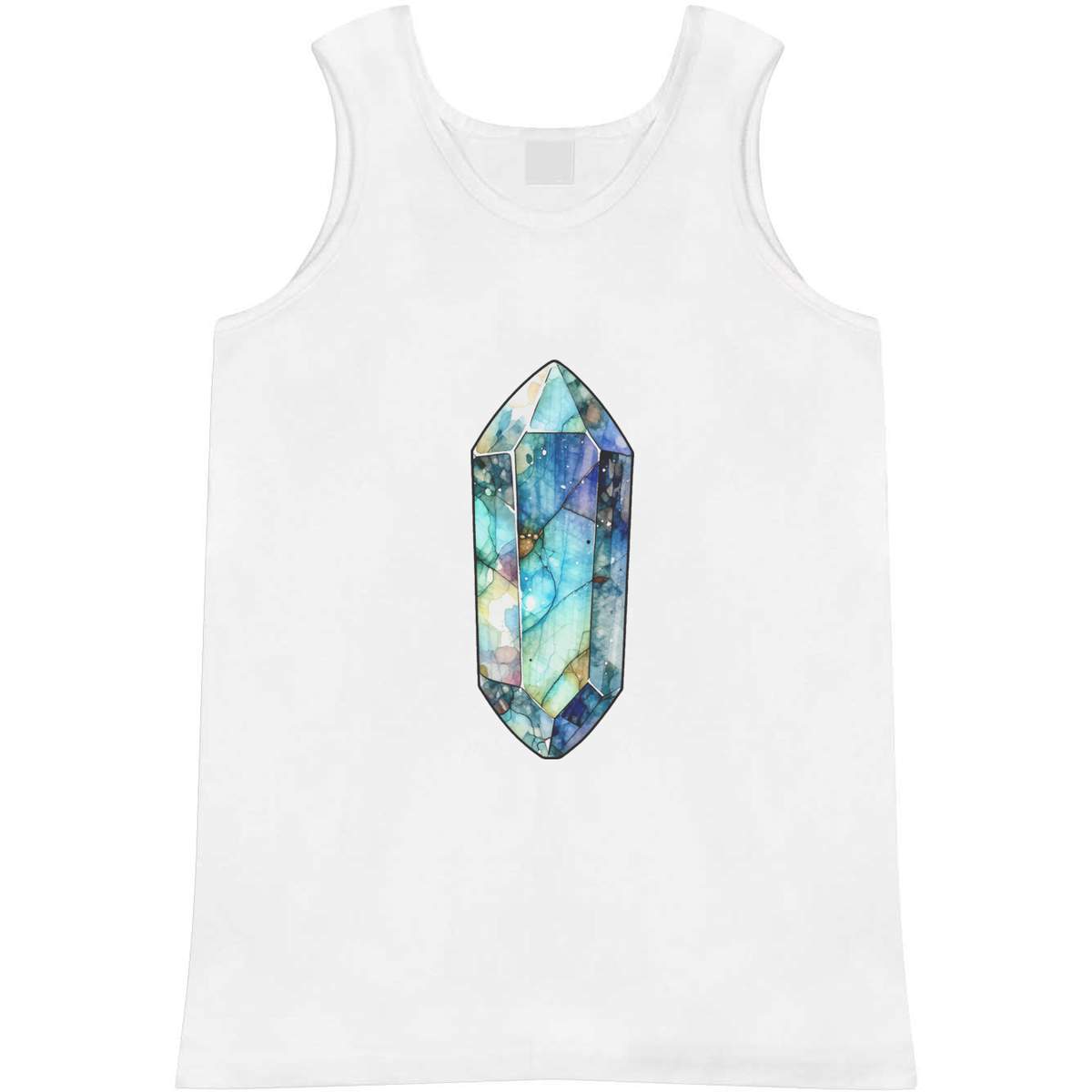 'Labradorite Crystal' Adult Vest - White, M - Sleeveless Tank Top for Gym, Training, Running, Sports and Summer (AV00188404)