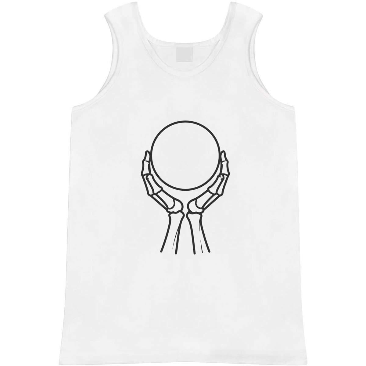 'Skeleton & Crystal Ball' Adult Vest - White, M - Sleeveless Tank Top for Gym, Training, Running, Sports and Summer (AV00188916)
