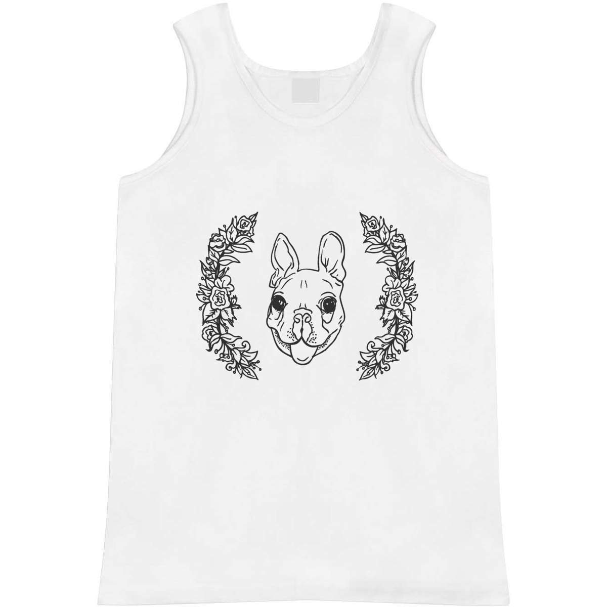 Small 'Floral Boston Terrier' Adult Vest / Tank Top (AV00033853)