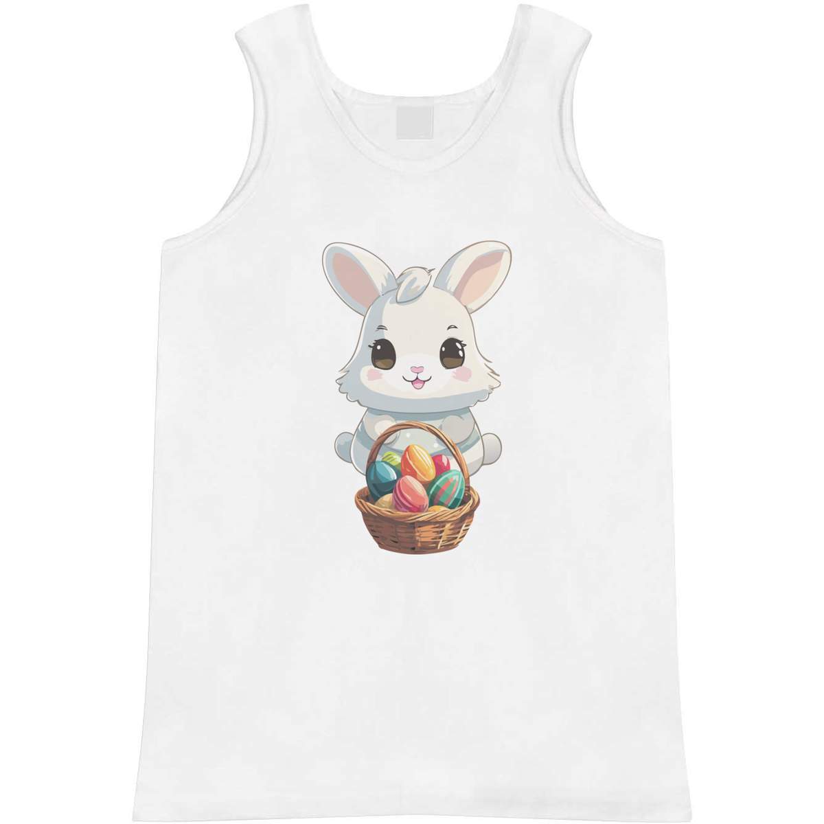 'Easter Bunny & Basket' Adult Vest - White, S - Sleeveless Tank Top for Gym, Training, Running, Sports and Summer (AV00120315)