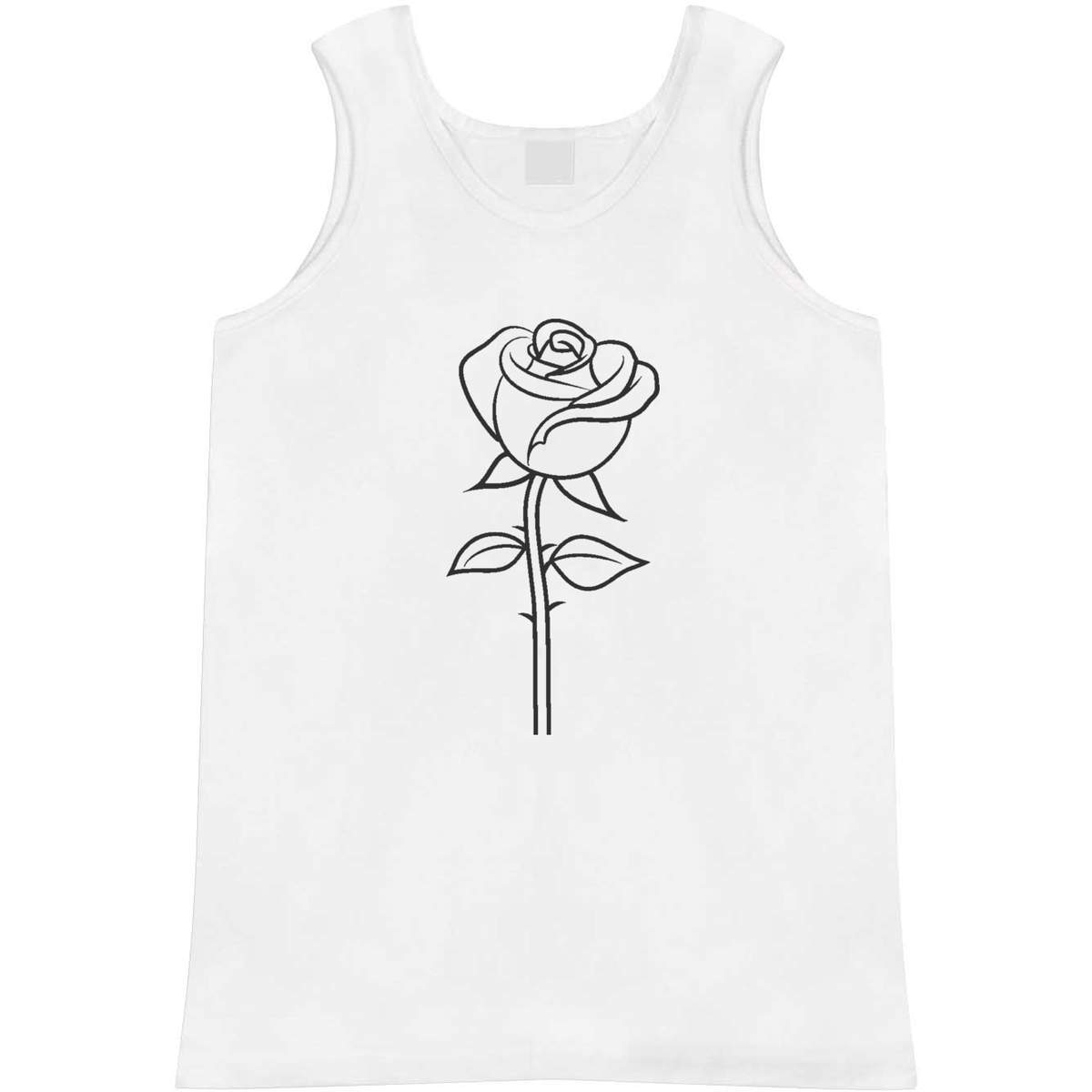 'Single Rose' Adult Vest - White, S - Sleeveless Tank Top for Gym, Training, Running, Sports and Summer (AV00122139)
