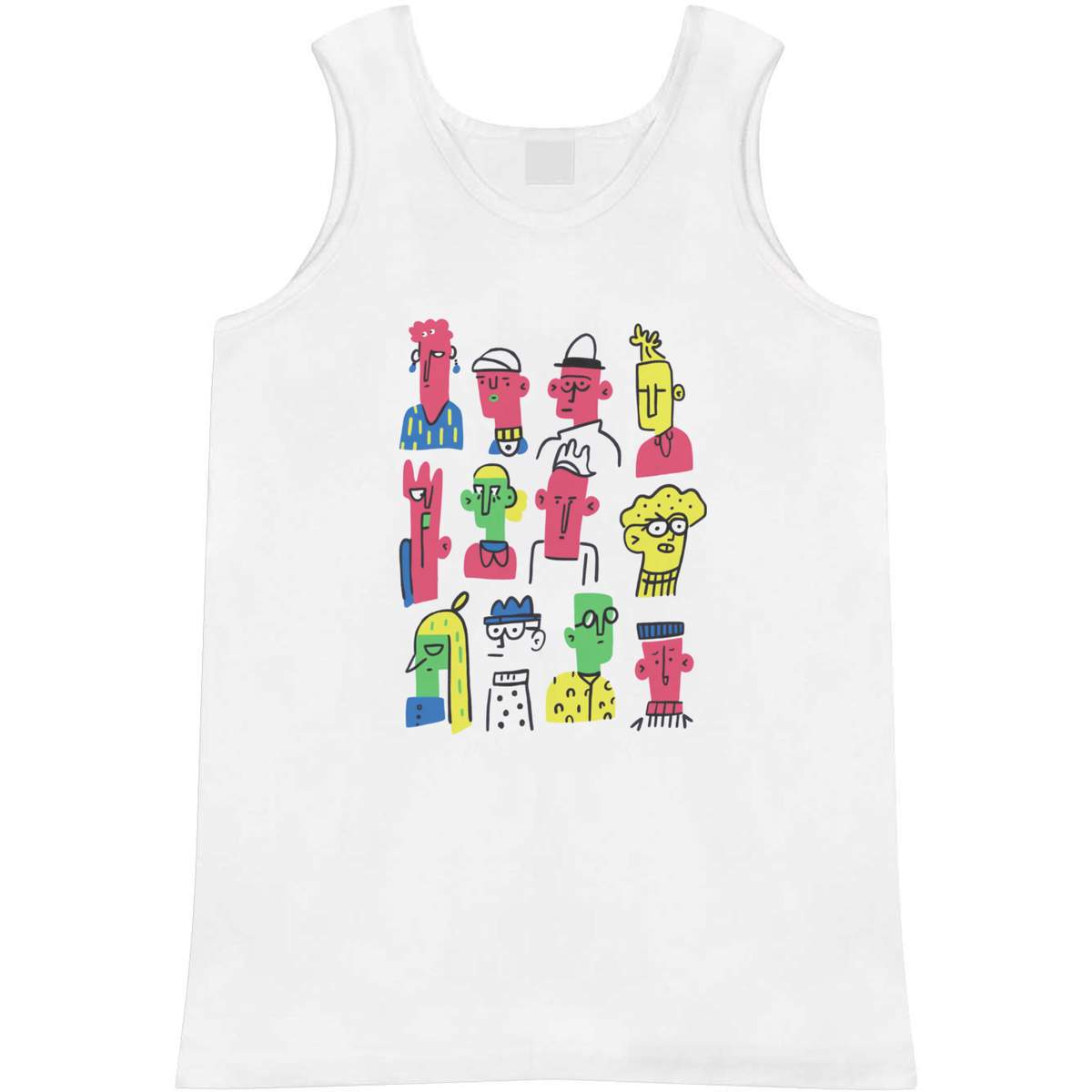 'Funky Abstract People' Adult Vest - White, S - Sleeveless Tank Top for Gym, Training, Running, Sports and Summer (AV00126659)