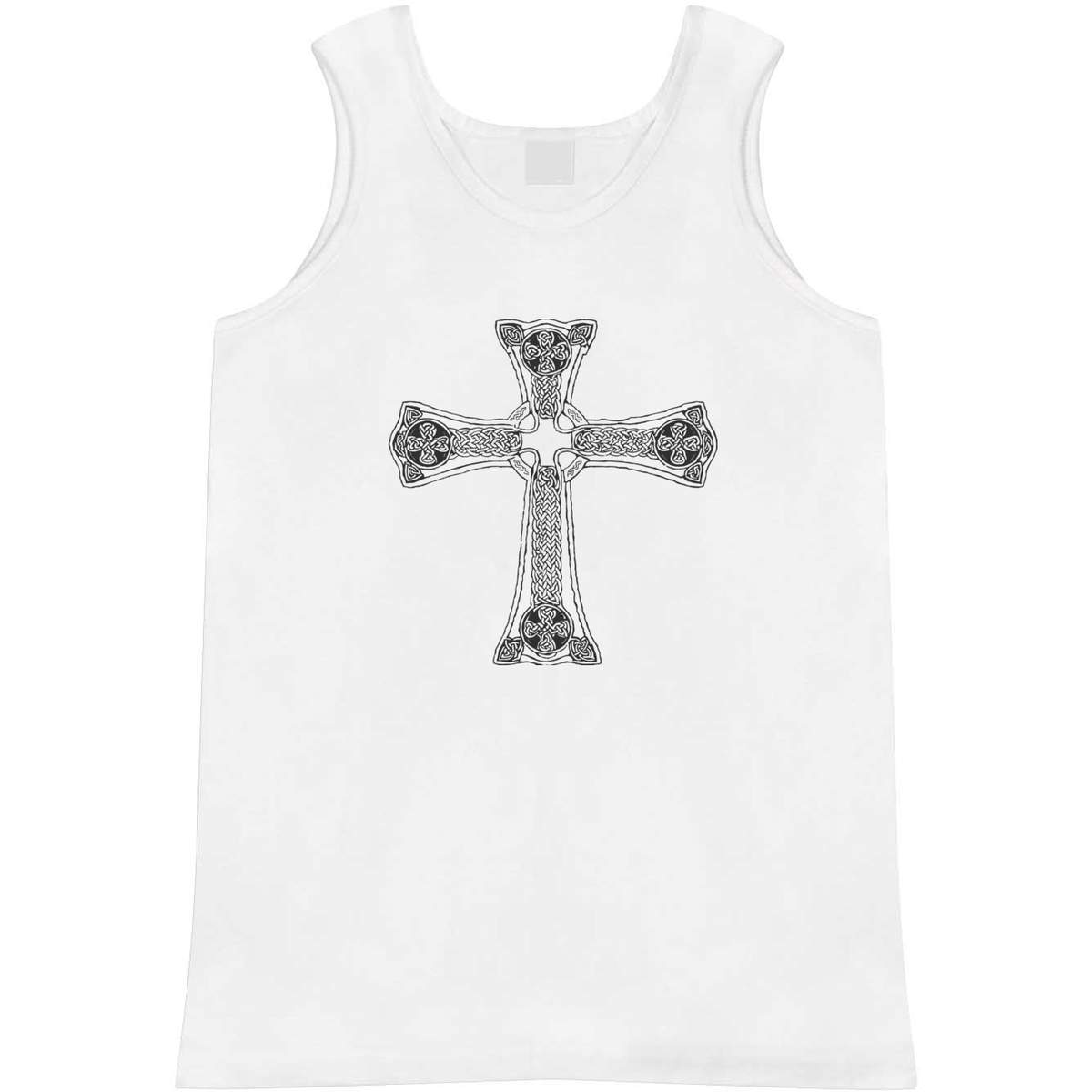 'Celtic Cross' Adult Vest - White, S - Sleeveless Tank Top for Gym, Training, Running, Sports and Summer (AV00128995)