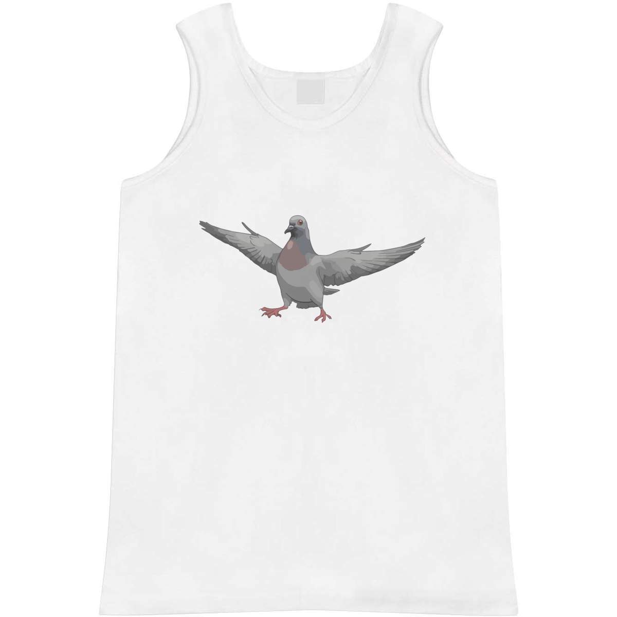 'Pigeon with Attitude' Adult Vest - White, S - Sleeveless Tank Top for Gym, Training, Running, Sports and Summer (AV00130107)