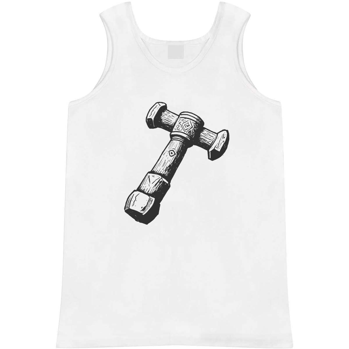 'Dwarf Hammer' Adult Vest - White, S - Sleeveless Tank Top for Gym, Training, Running, Sports and Summer (AV00130535)