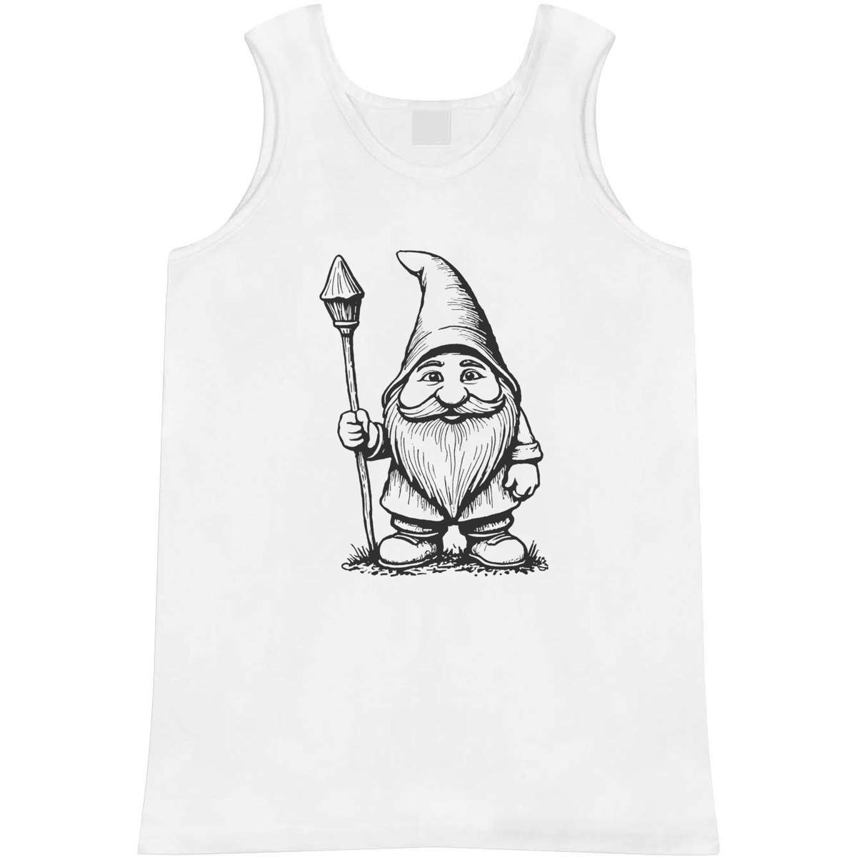 'Garden Gnome With Staff' Adult Vest / Tank Top - Sleeveless Top for Gym, Training, Running, Sports and Summer (AV048186)