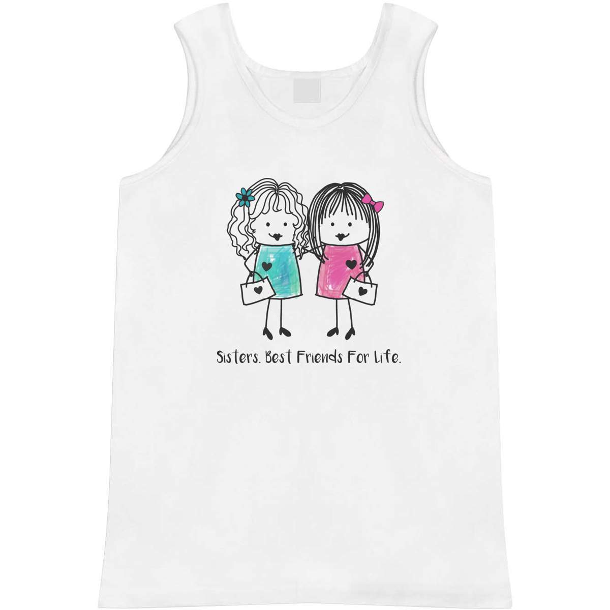 'Sisters, Friends For Life' Adult Vest / Tank Top - Sleeveless Top for Gym, Training, Running, Sports and Summer (AV048555)