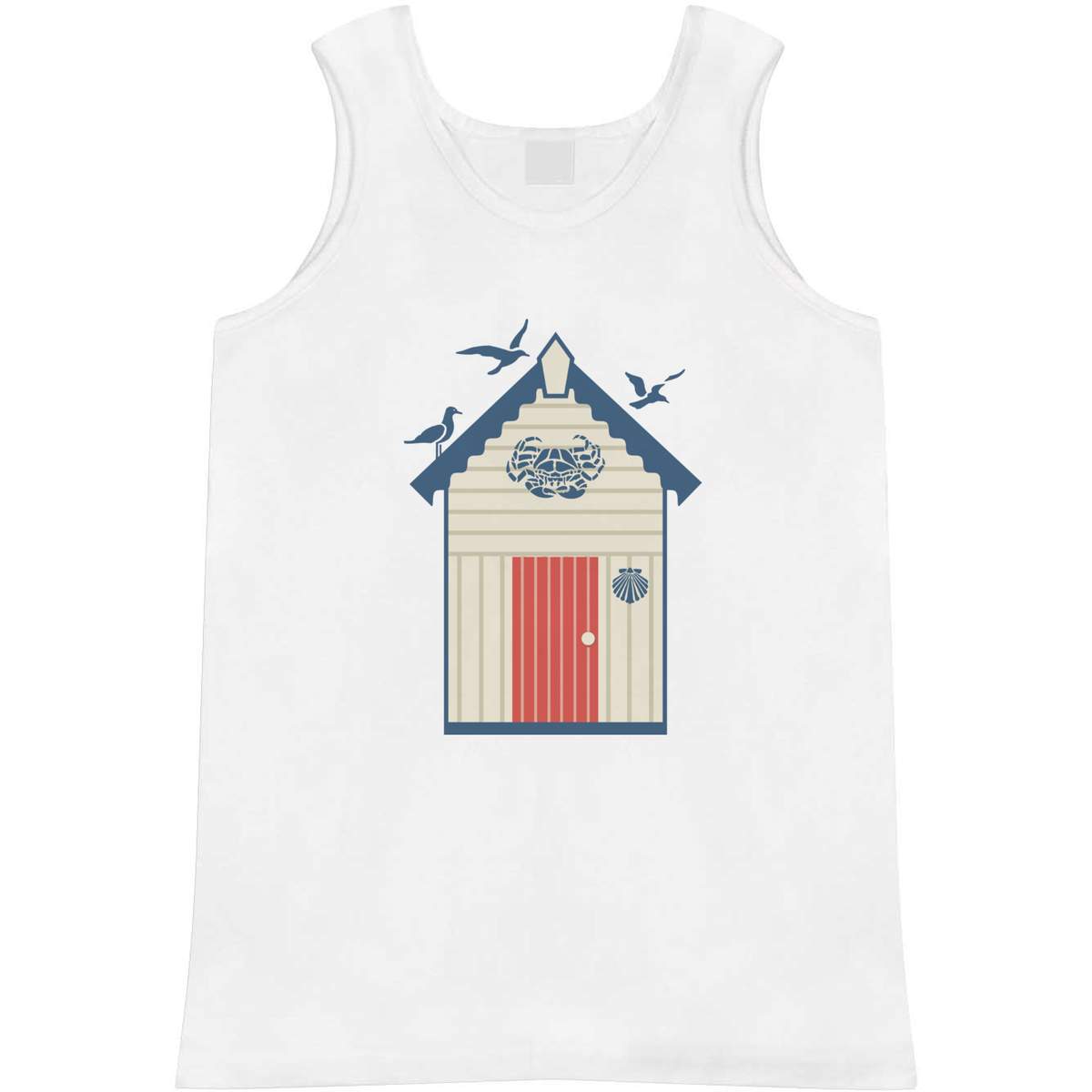 'Beach Hut With Sea Gulls' Adult Vest / Tank Top - Sleeveless Top for Gym, Training, Running, Sports and Summer (AV048773)