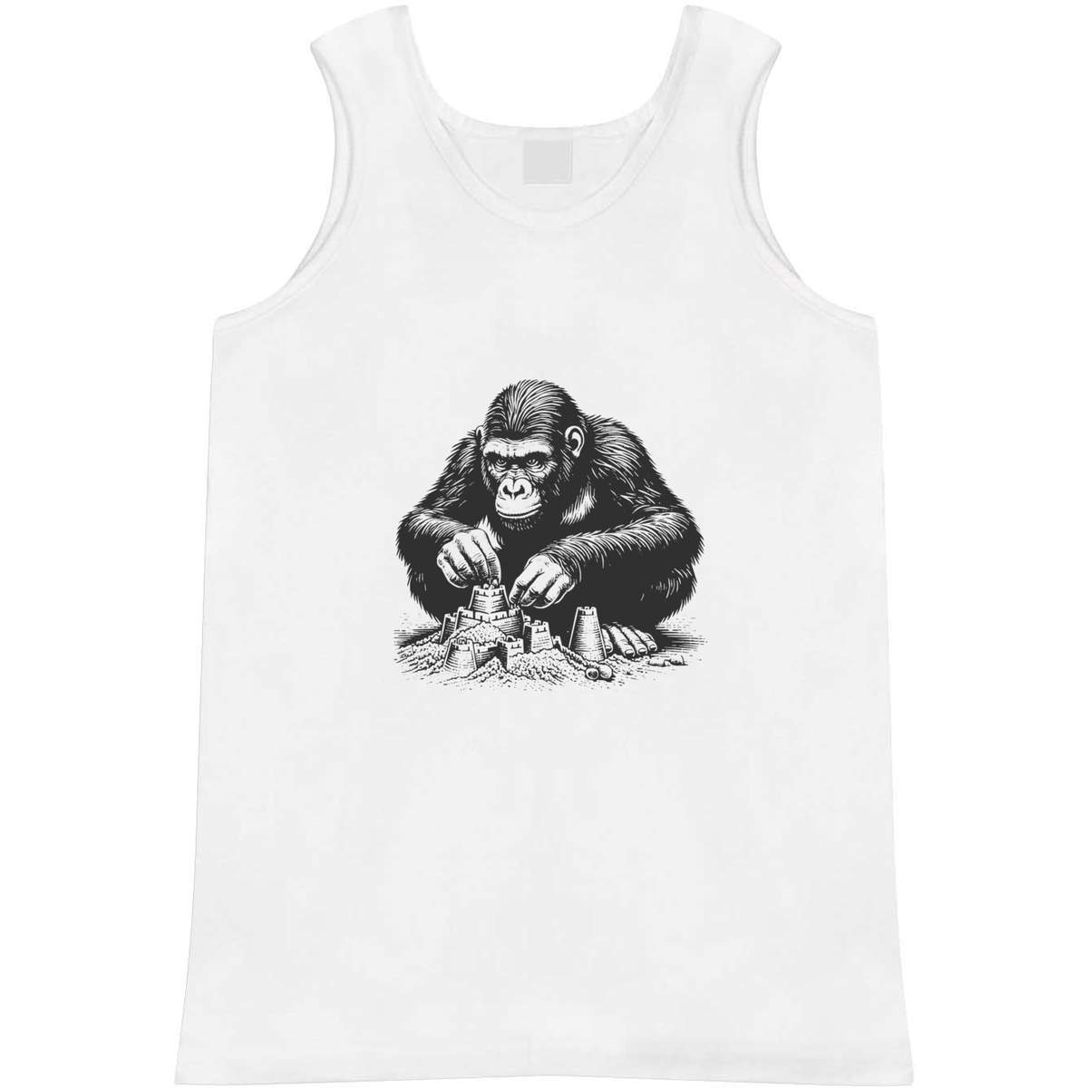 Small 'Gorilla Building Sand Castles' Adult Vest / Tank Top (AV00132647)