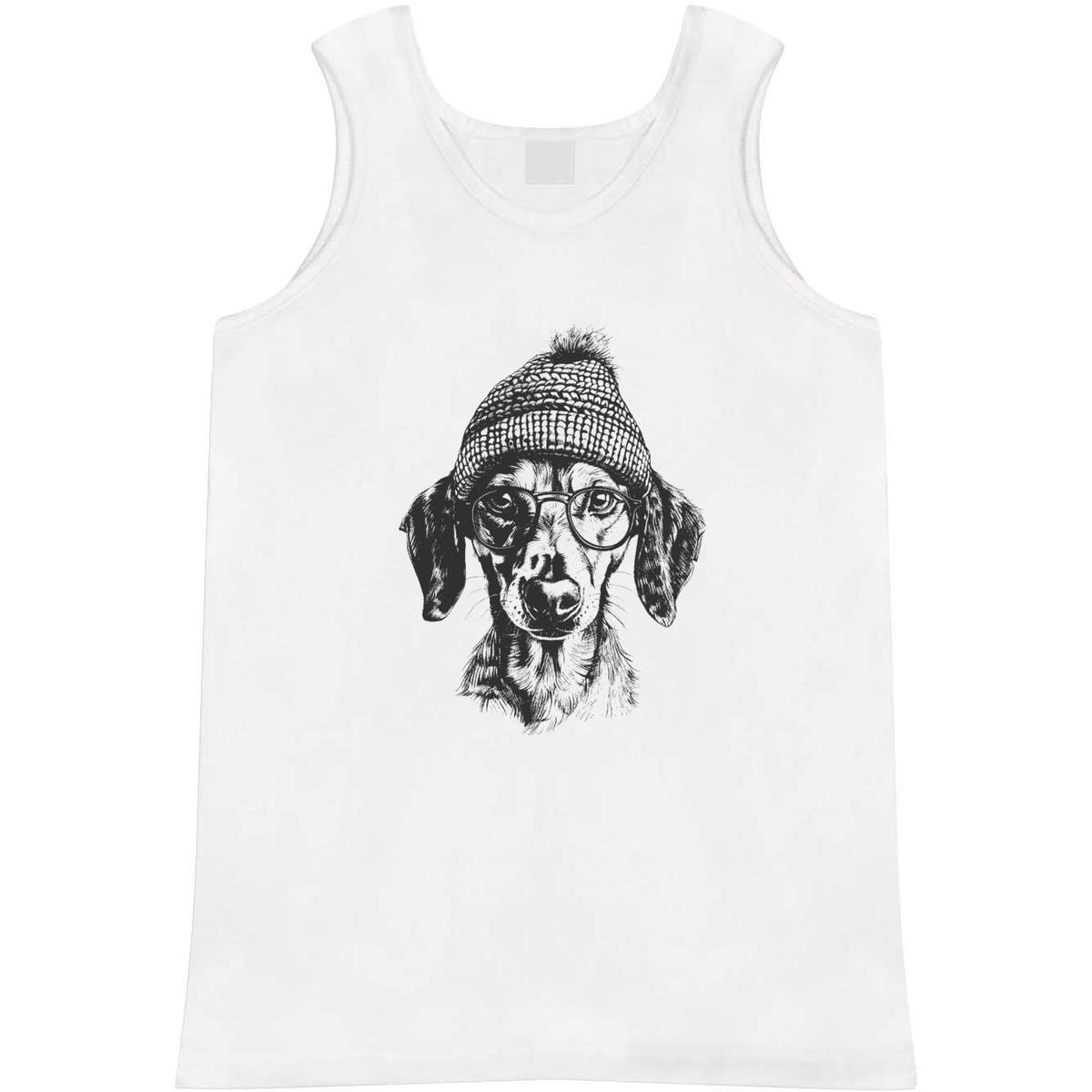 Small 'Daschund Wearing Glasses' Adult Vest / Tank Top (AV00132739)