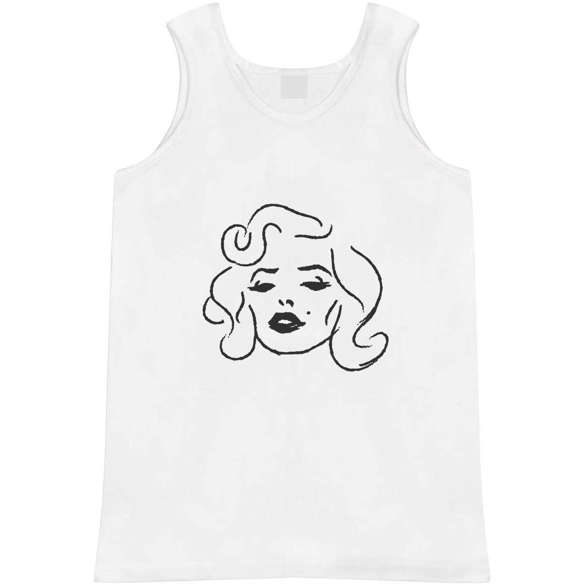 'Woman Face' Adult Vest - White, S - Sleeveless Tank Top for Gym, Training, Running, Sports and Summer (AV00139015)