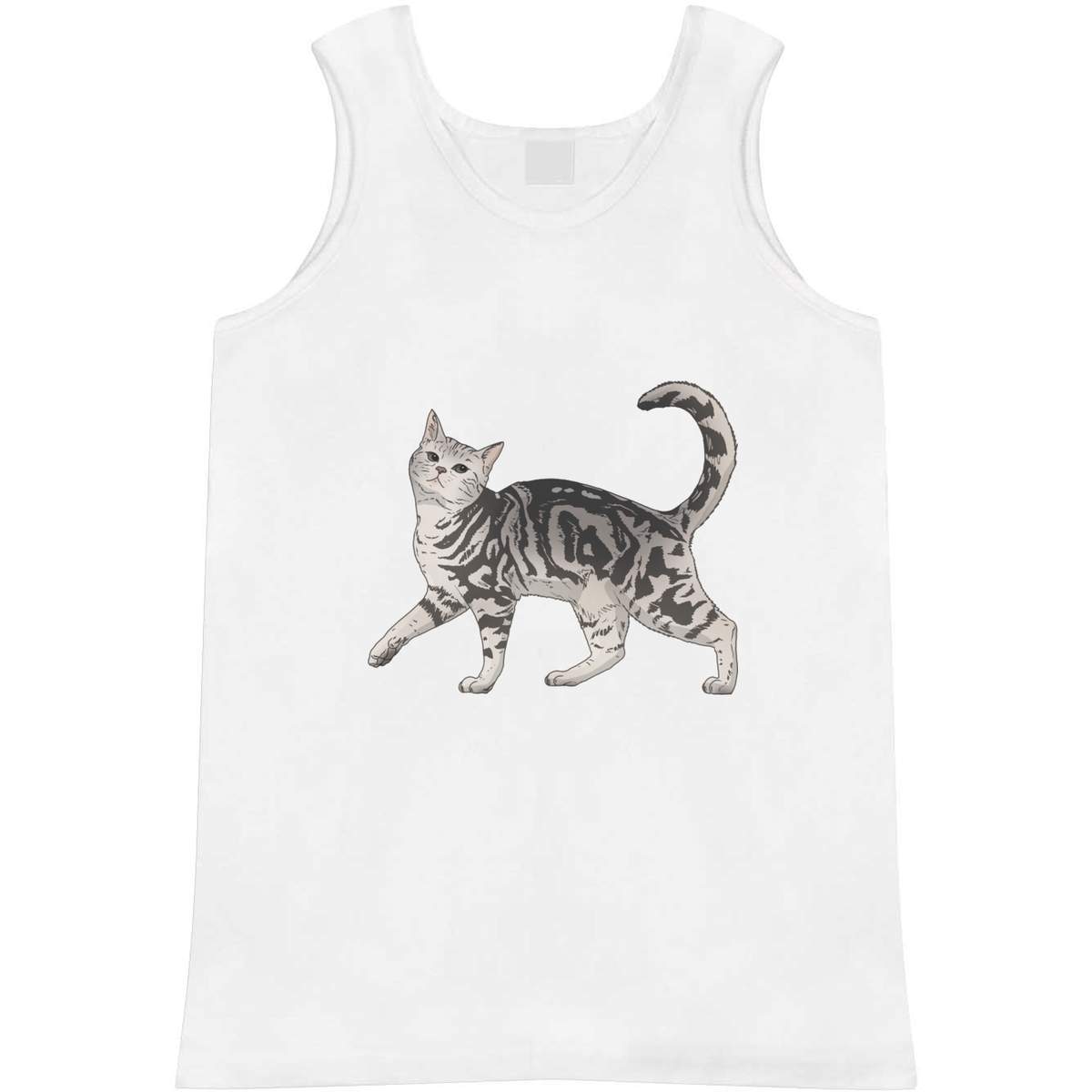 Small 'Prancing Gray Tabby Cat' Adult Vest / Tank Top (AV00140015)
