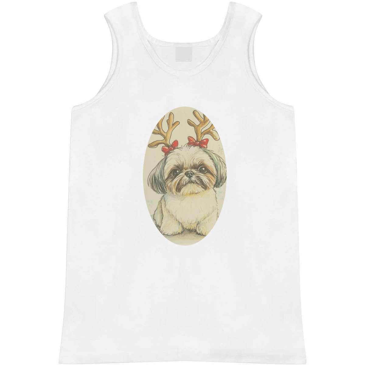 'Shih Tzu Dog Wearing Reindeer Antlers' Adult Vest / Tank Top (AV051464)
