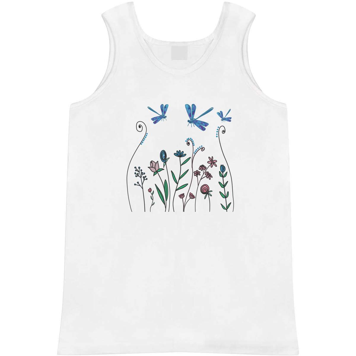'Dragonflies & Wildflowers' Adult Vest / Tank Top - Sleeveless Top for Gym, Training, Running, Sports and Summer (AV052825)